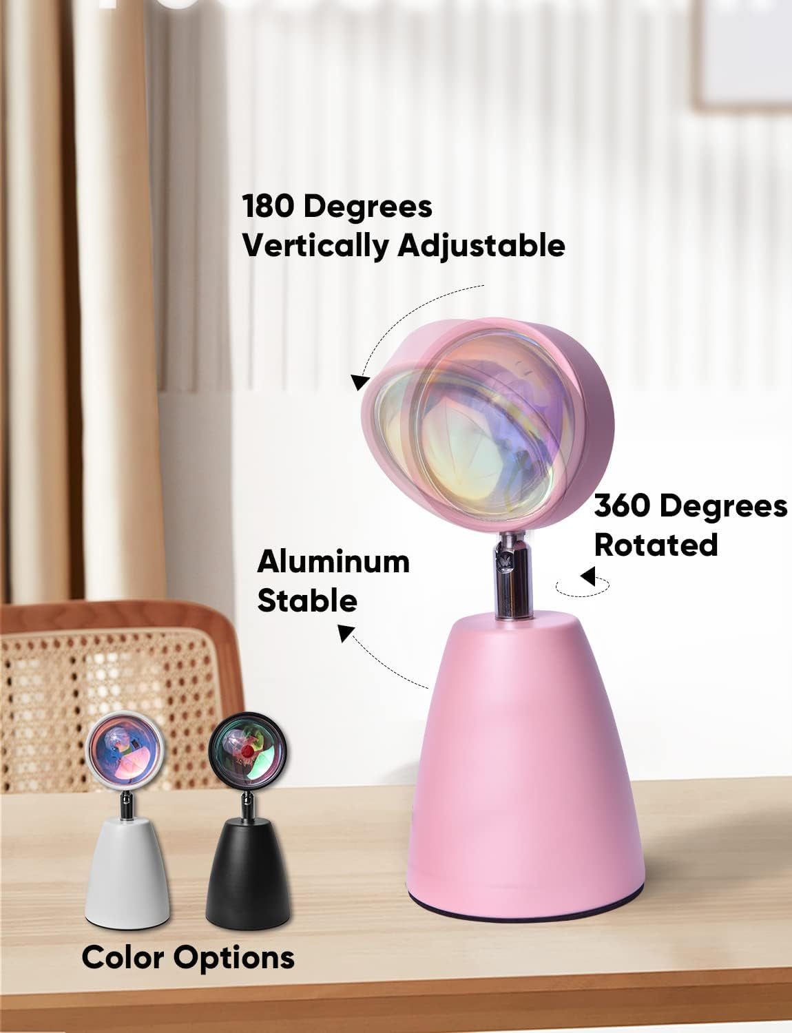 Sunset Lamp Rainbow Projector 10W Aura Rainbow Night Light Romantic Visual Aesthetic Room Decor for Photo Vlog Background Bedroom Living Room Home Indoor Party