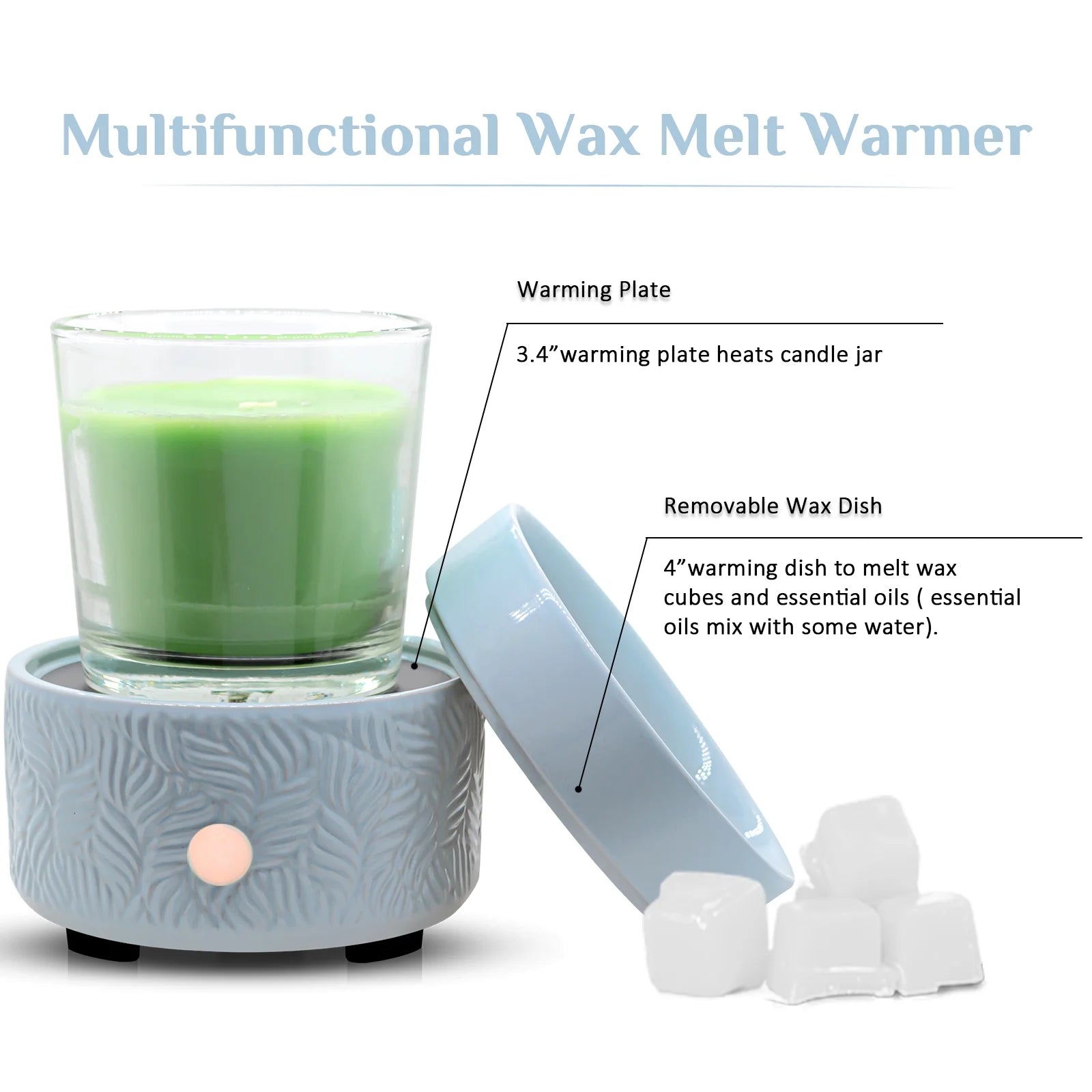 Ceramic Wax Melts Warmer 3-In-1 Electric Candle Wax Burner Fragrance Candle Melt Scented Wax Warmer Burner Gifts for Home Office Perfect Decor and Gift