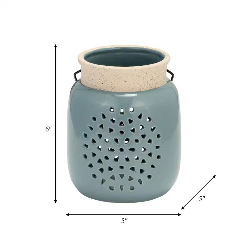 Stoneware Lantern – Blue Smoke