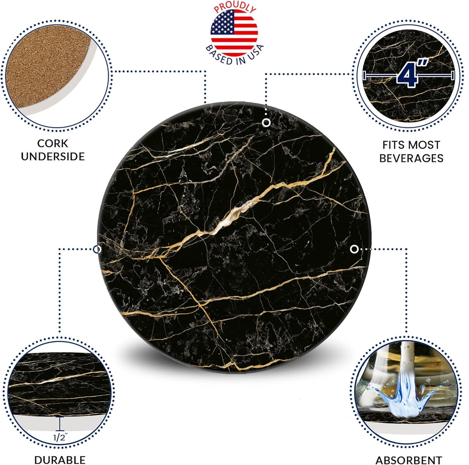 Stone Ritual Coasters - Black Gold