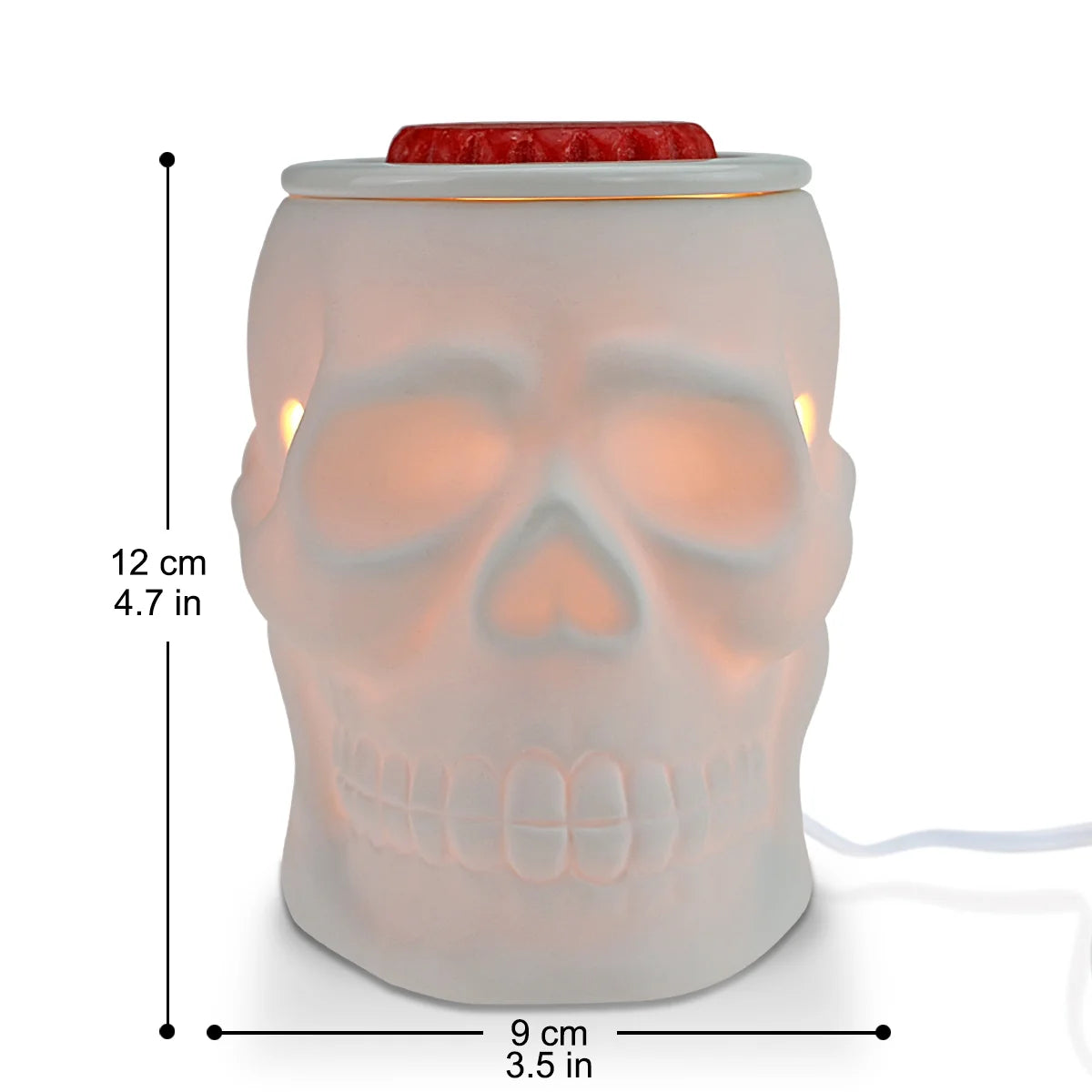 Electric Wax Warmer Ceramic Wax Candle Melter for Home Decor, Resurgent Skull, White