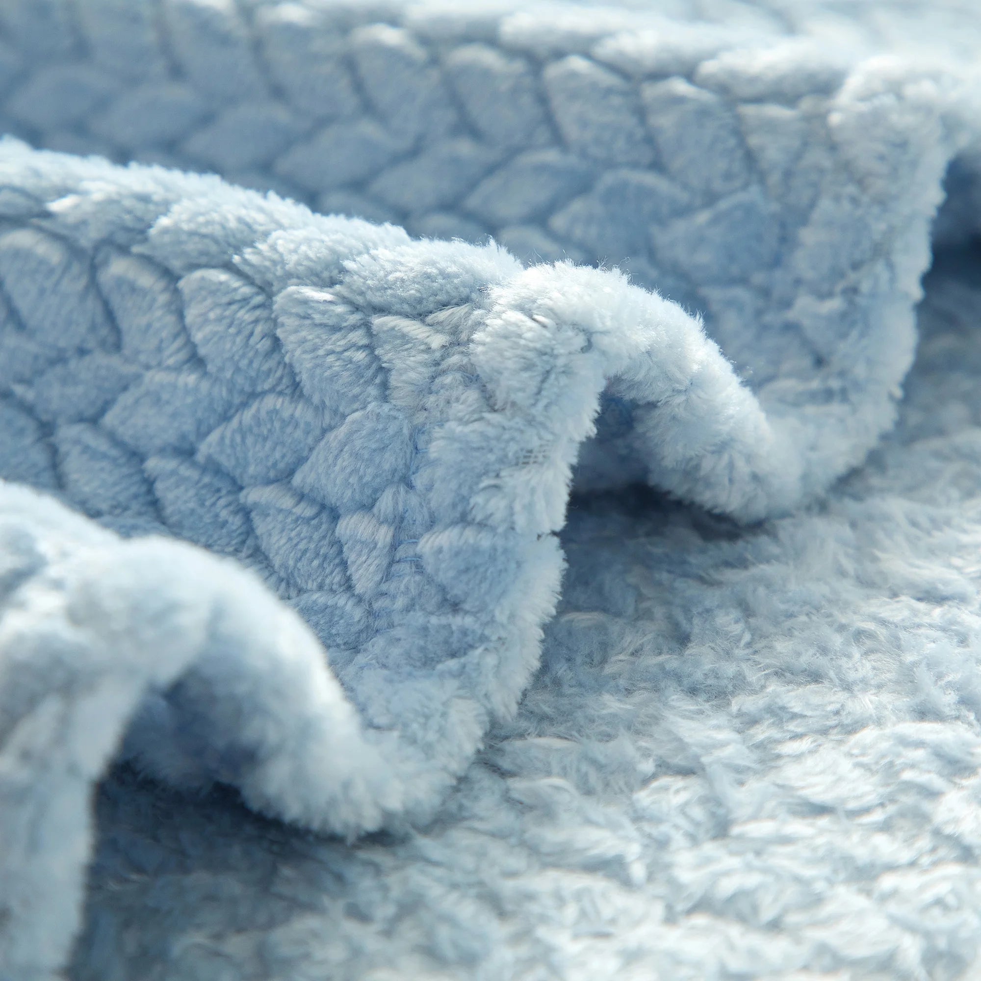 Cozy Textured Plush Throw Blanket, Blue, 50"X60" All Ages
