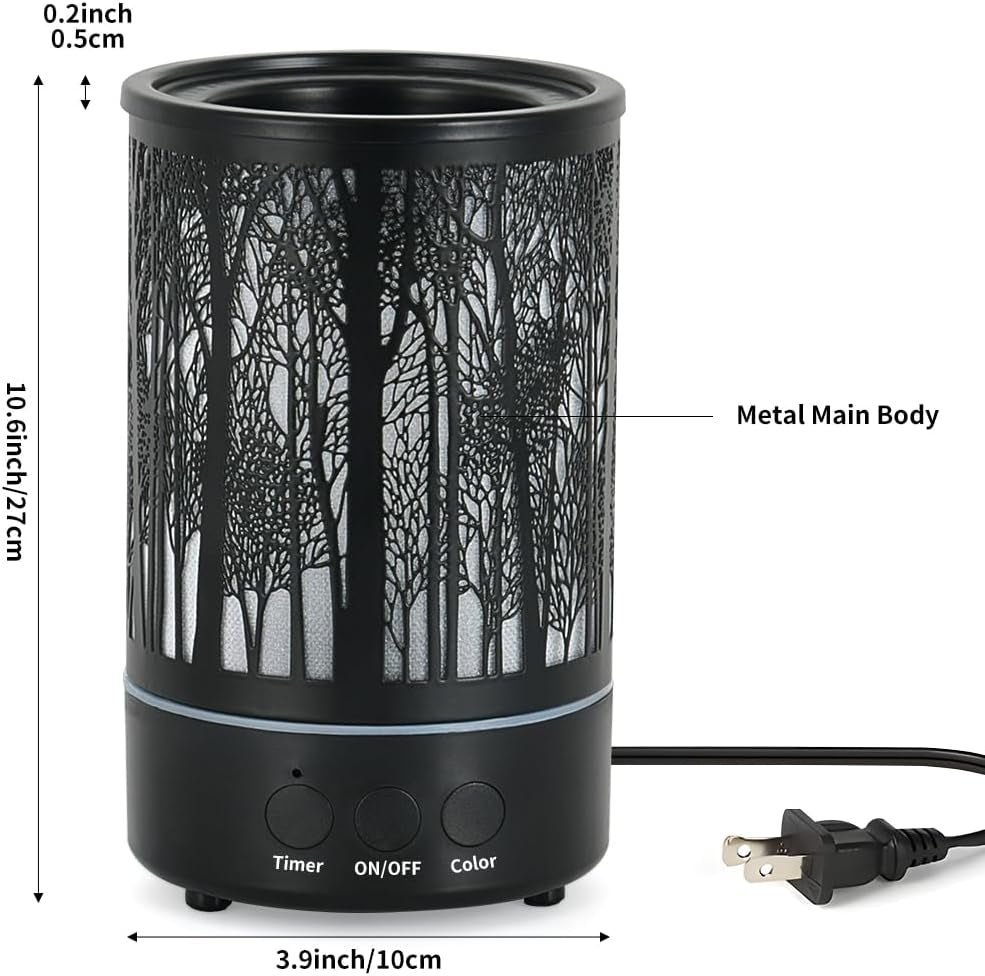 Wax Melt Warmer for Scented Wax with Timer LED Colors Charging Lighting Oil Lamp Wax Melts Burner Electric Melter Candle Warmer Classic Black Forest Design for Fragrance Home Décor,Gifts