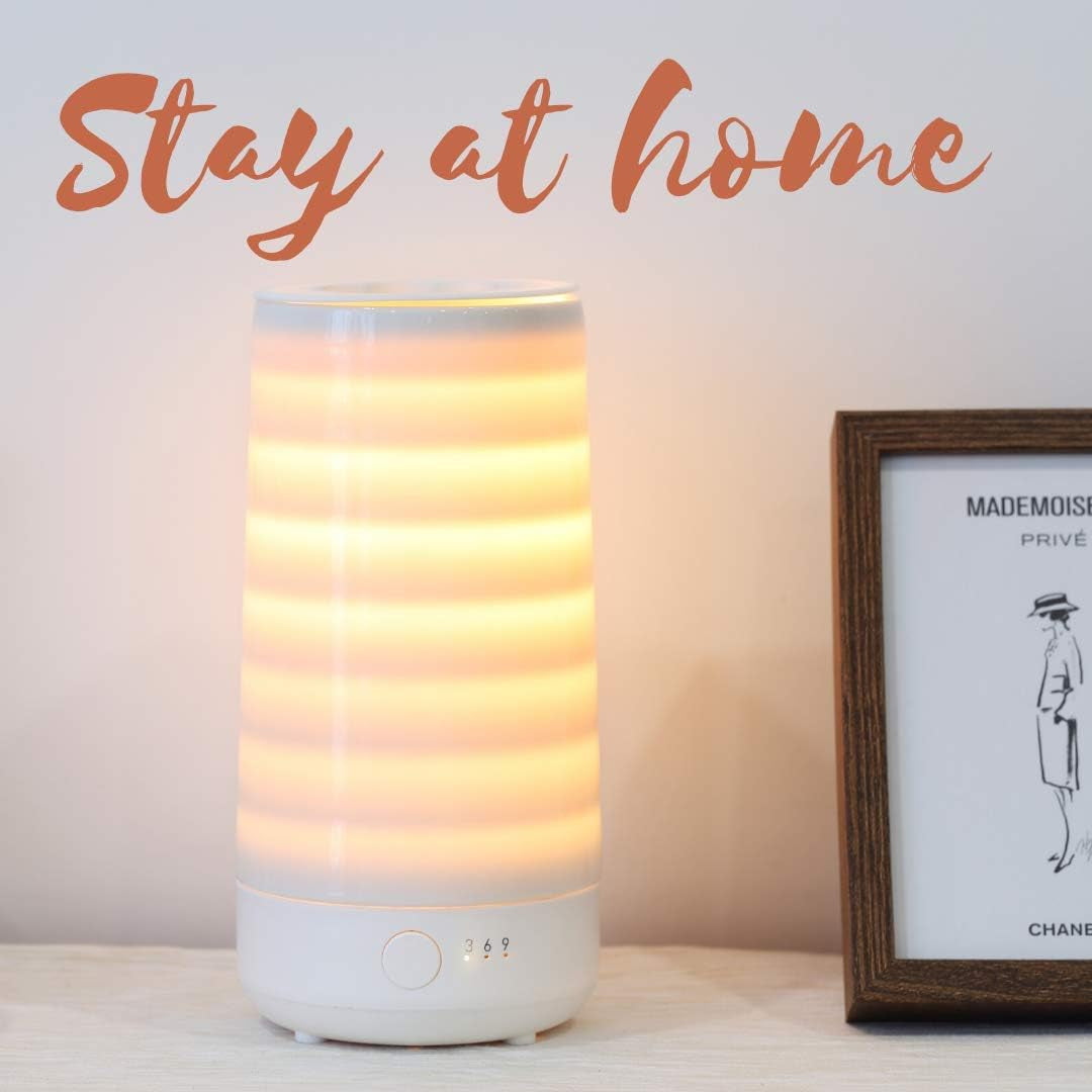 Ceramic Wax Melt Warmer, Electric Wax Melter and Scent Diffuser with Silicone Tray and Automatic Timer, 100% Safe, No Flame, Wick or Soot, Decorative Modern Design, the Tranquil Stripe