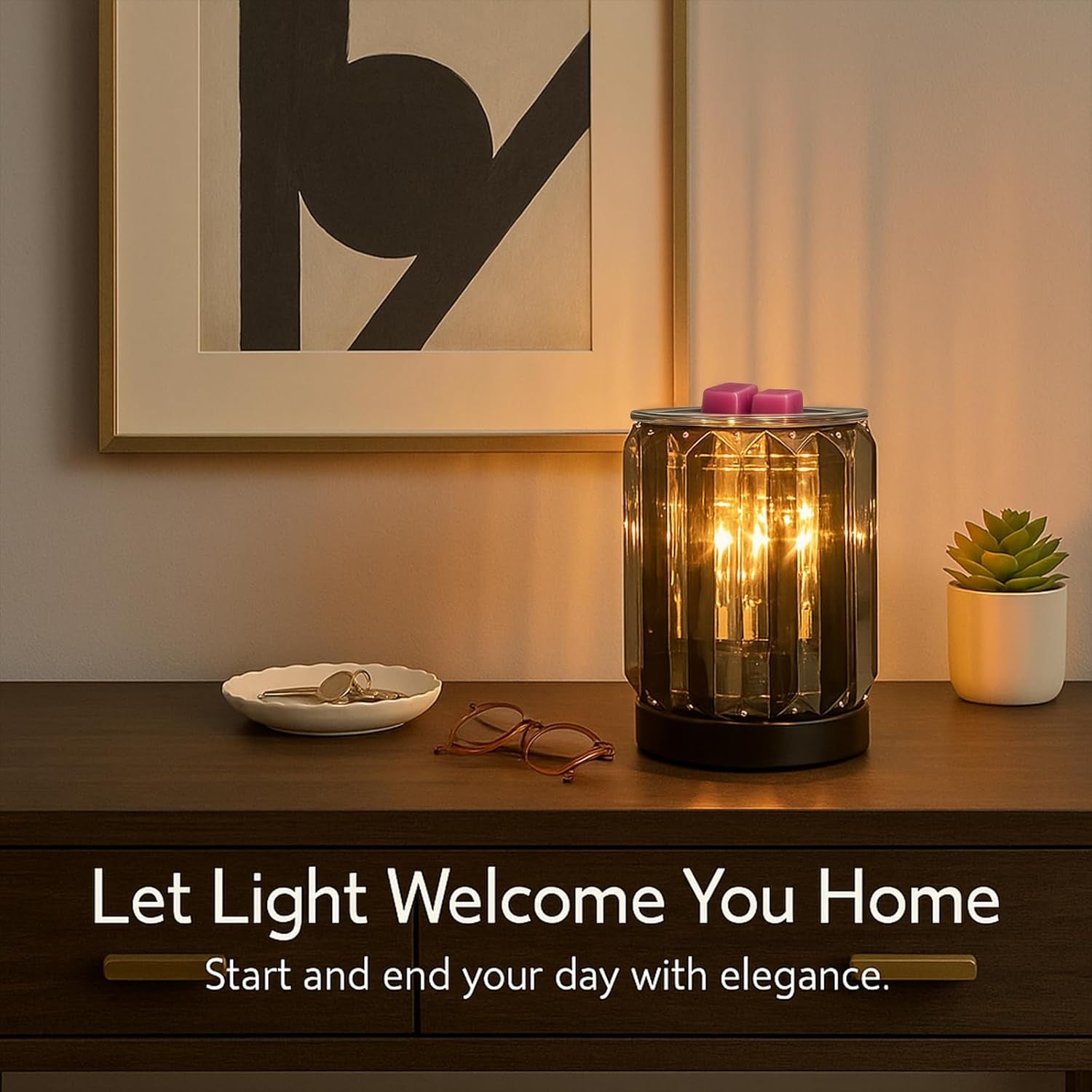 Wax Melting Heater Electric Burning Burner Electric Essential Oil Warmer Incense Wax Melt Warmer Night Light Aroma Decorative Lamp for Gifts & Decor(Ironwork Crystal)