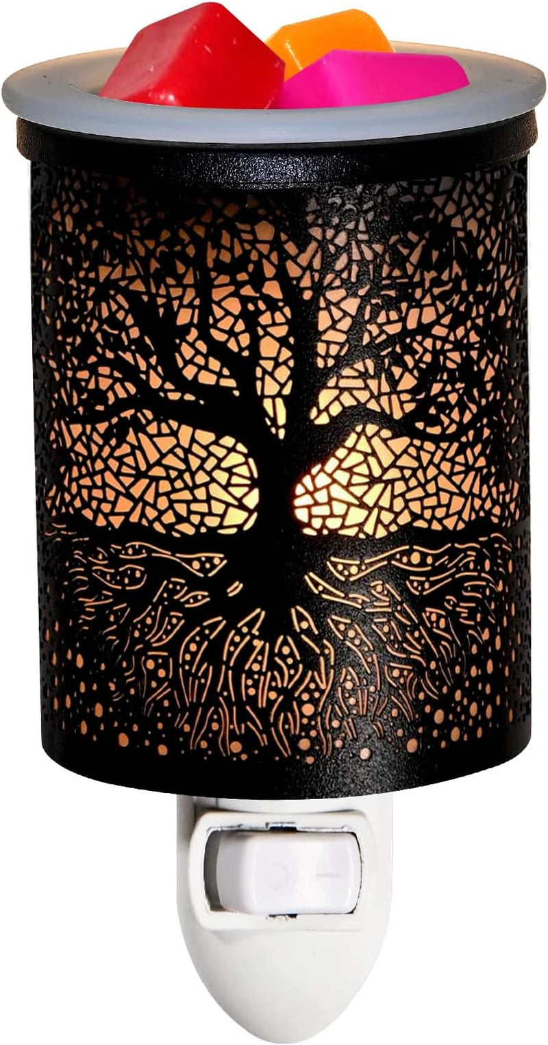 Metal Plug-In Wax Warmer with 1 Pics Silicone Liner, Electric Wax Burner Melter Fragrance Warmer Night Lamp,For Home Bedroom Kitchen Garage Gifts Décor Aromatherapy Spa (Banyan)