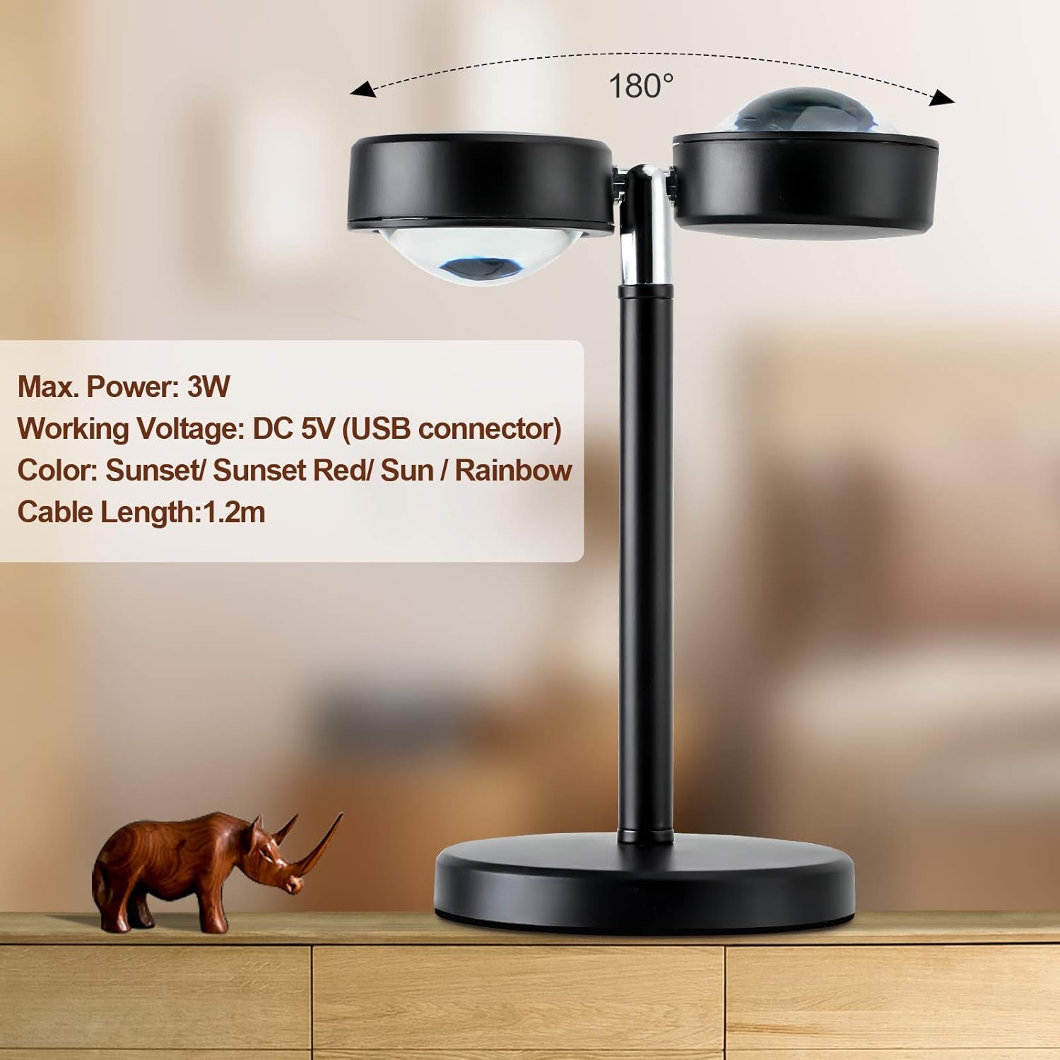 Sunset Lamp Night Light Projector Led Lamp, Romantic Visual Mood Lighting Lamp,For Selfie Party Vlog Background Bedroom Restaurant Decor Live Stream Photography(Rainbow)