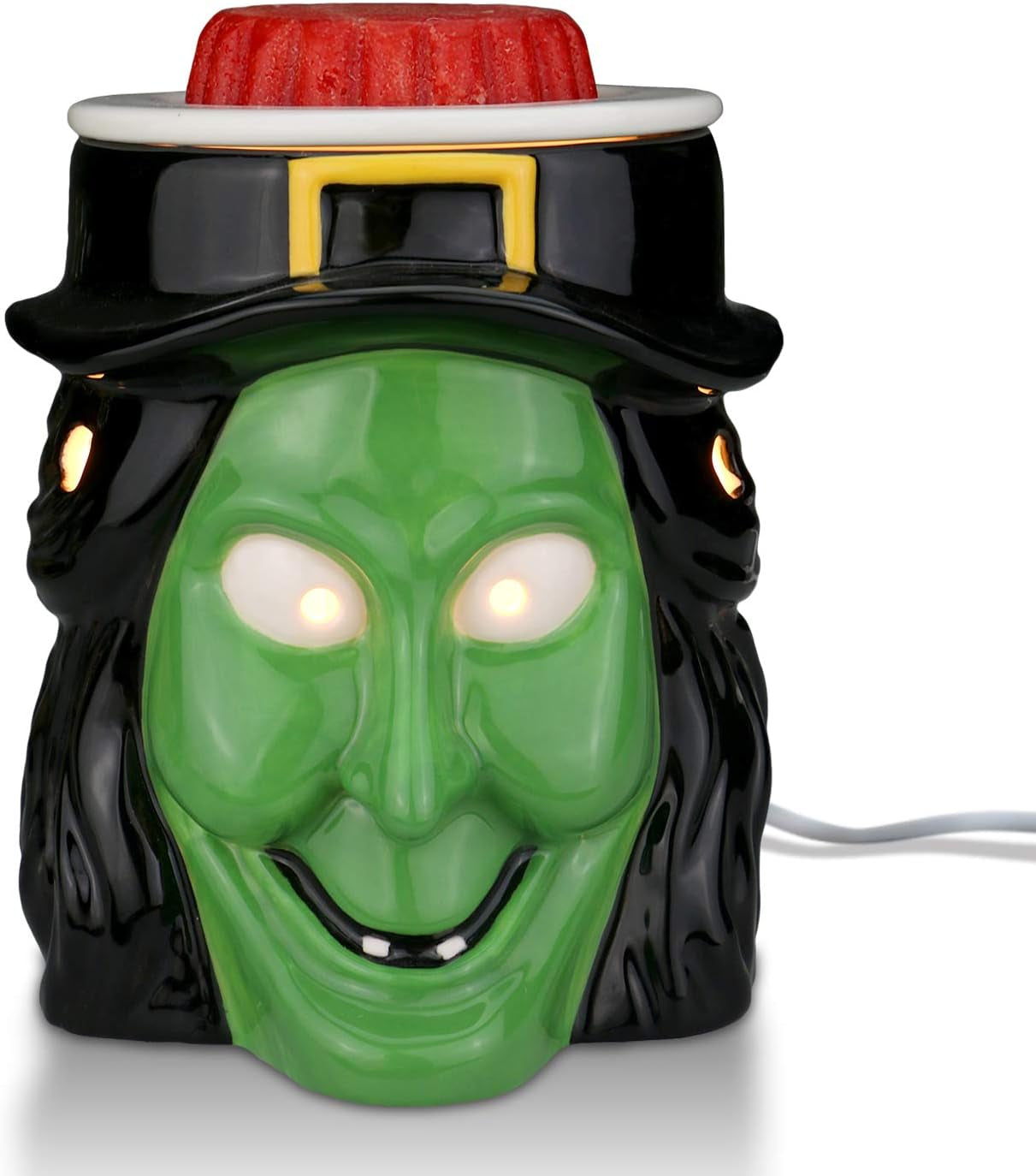 Goth Witchy Home Decor Ceramic Fragrance Warmer Wax Melter for Candle Scented Wax No Flame No Smoke No Soot Packaged Together with Two Bulbs -Wicked Witch