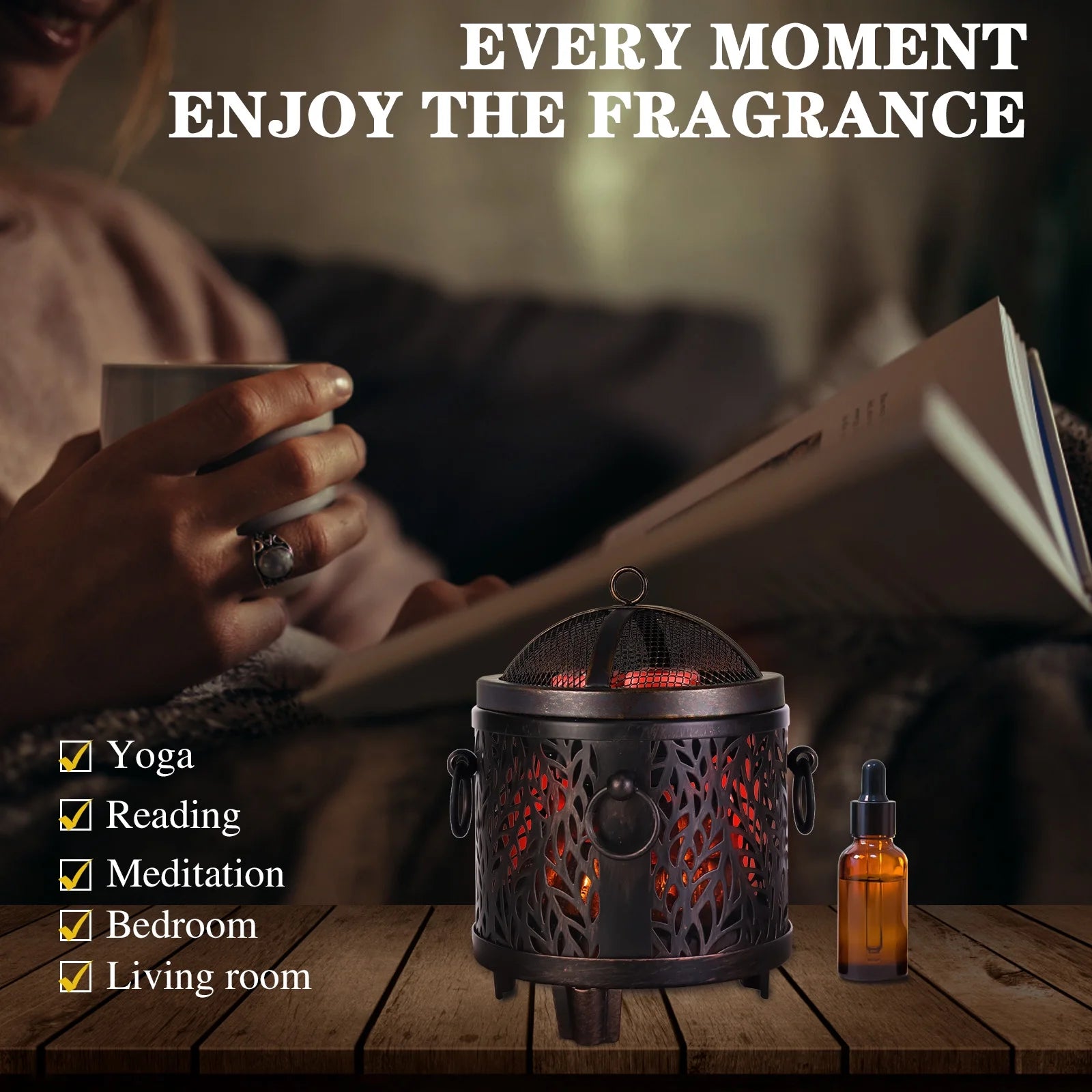 Fire Pit Wax Warmer, Bonfire Elextric Wax Melting Heater, Candle Oil Burner Flickering Warm Night Light for Home Decor & Aromatherapy Gift