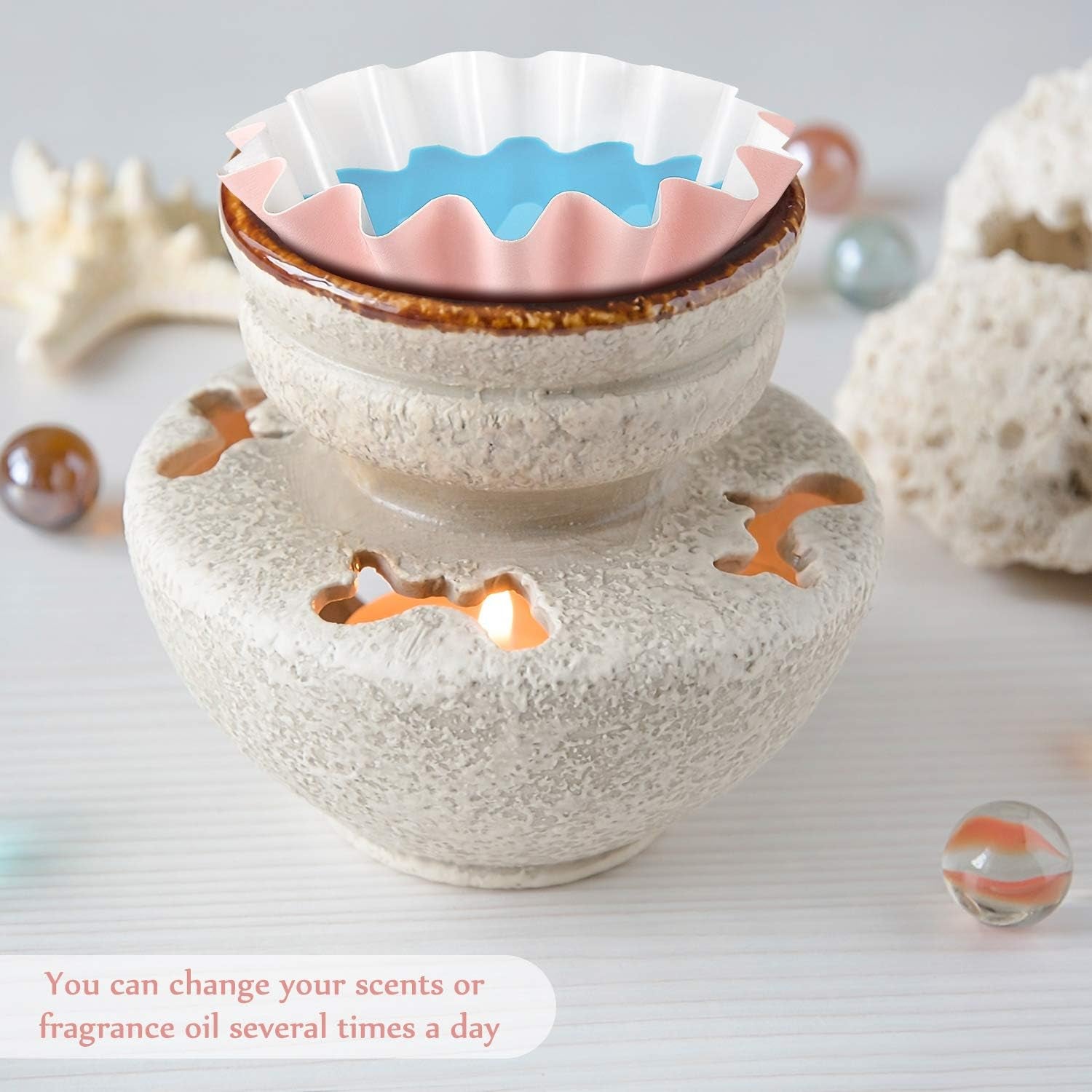 Wax Melt Liners Reusable Wax Warmer Containers Leakproof Cups for Scented Candle, Paper Holders for Electric Pluggable Melter and Burner(Pink, Blue, Green, Yellow, Purple,100 Pieces)