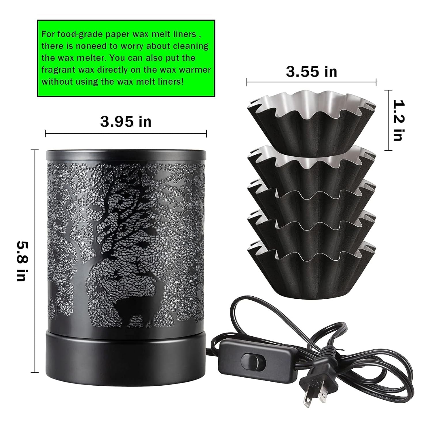 Wax-Melts Warmer Electric Wax-Melter Burners - Scented Fragrance Oil Warmer with 7 Colors Changing Led Light for Home Decor (B-Black Tree Elk Colorful)