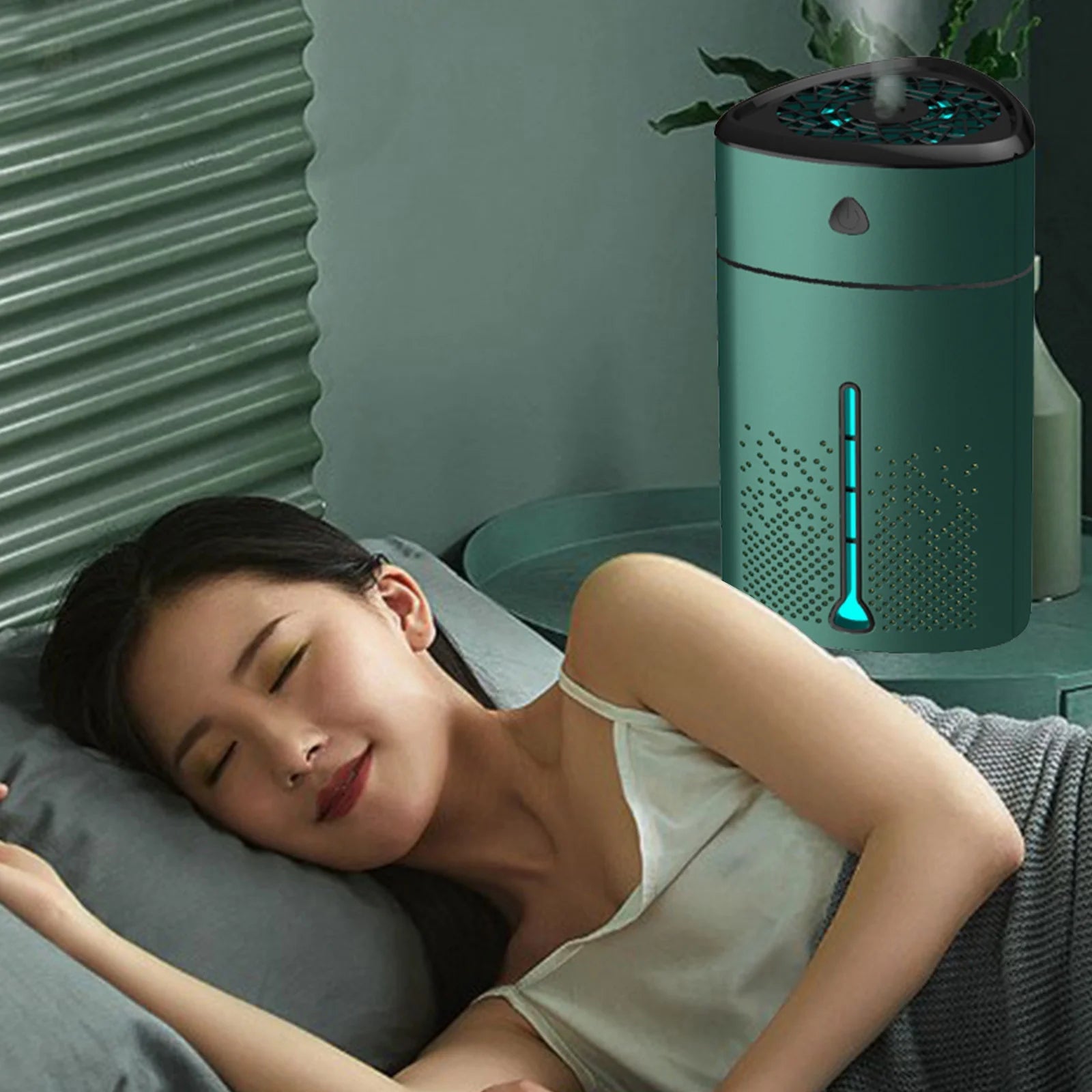 1L Cool Mist Humidifier for Bedroom Large Room Living Room Large Capacity Humidifier with Sterilize and Essential Oil Diffuser Aroma Oil Diffuser White Green