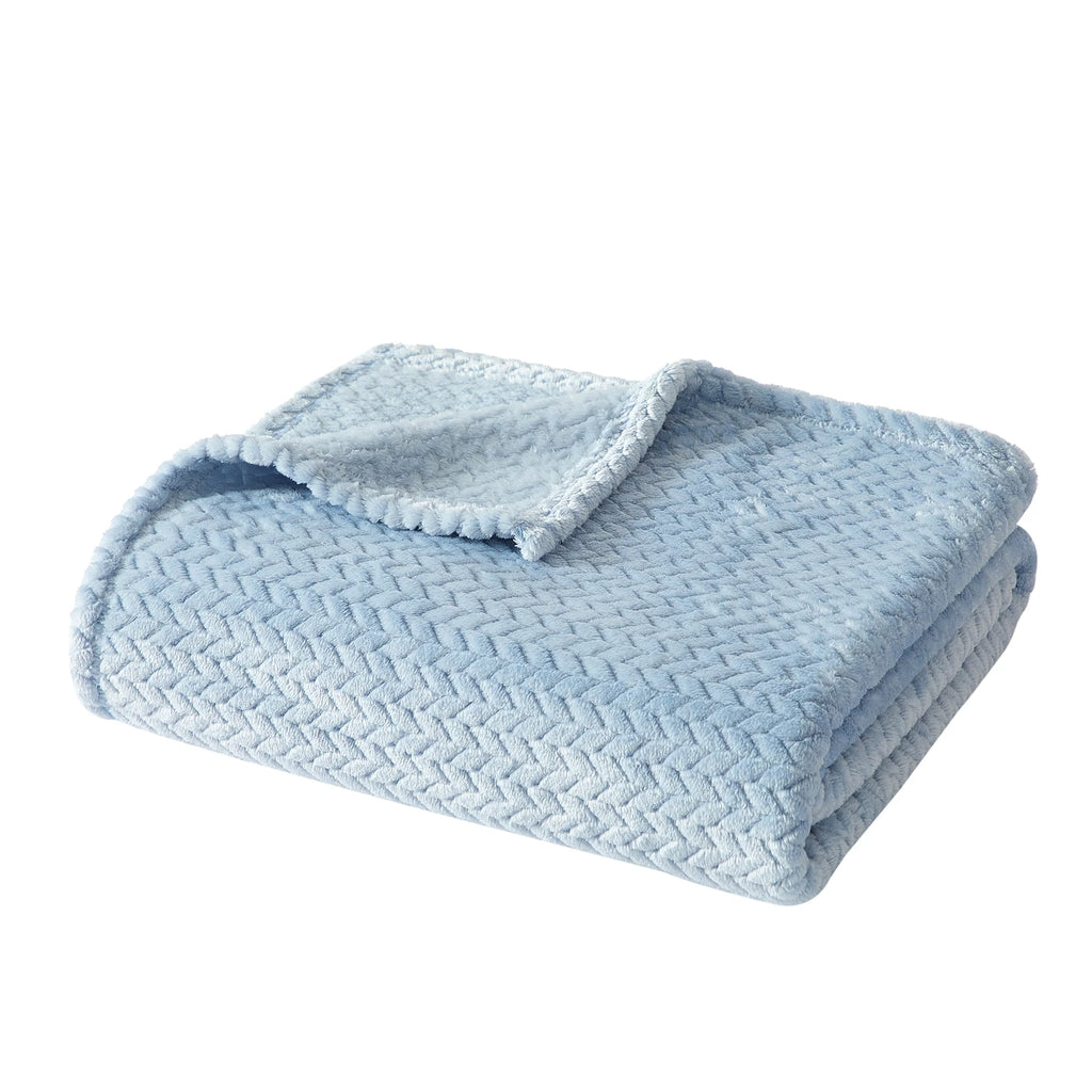 Cozy Textured Plush Throw Blanket, Blue, 50"X60" All Ages