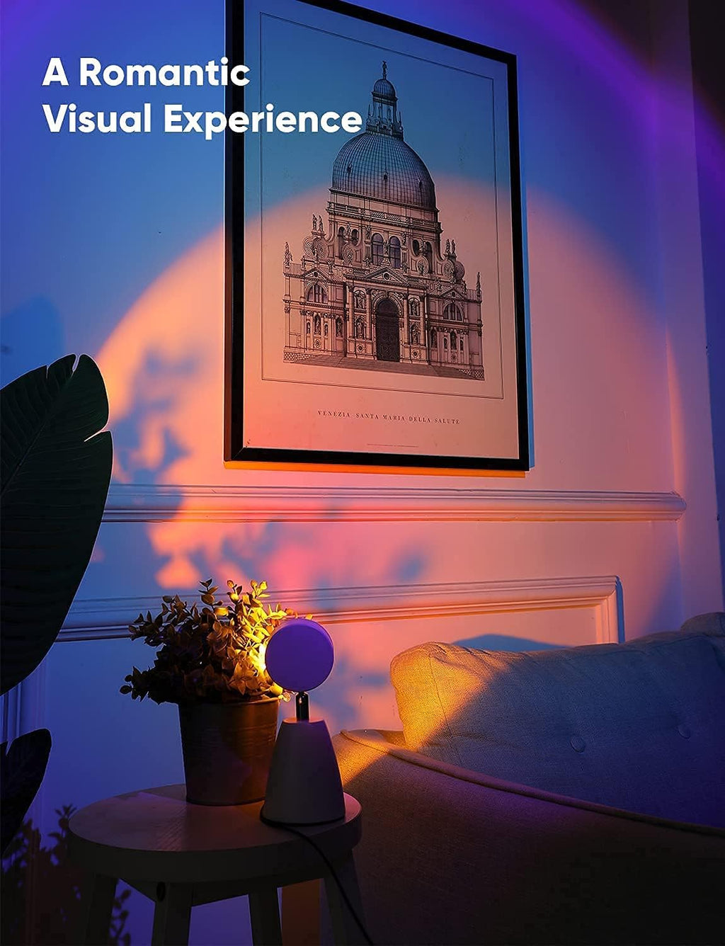 Sunset Lamp Rainbow Projector 10W Aura Rainbow Night Light Romantic Visual Aesthetic Room Decor for Photo Vlog Background Bedroom Living Room Home Indoor Party