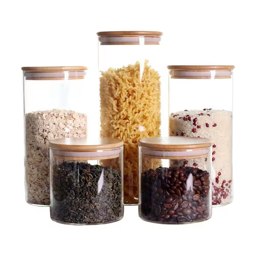 Glass Pantry Jars — Set of Five