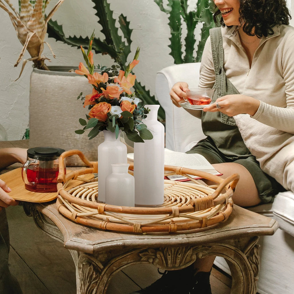 Crackled Bloom Glass Vase 