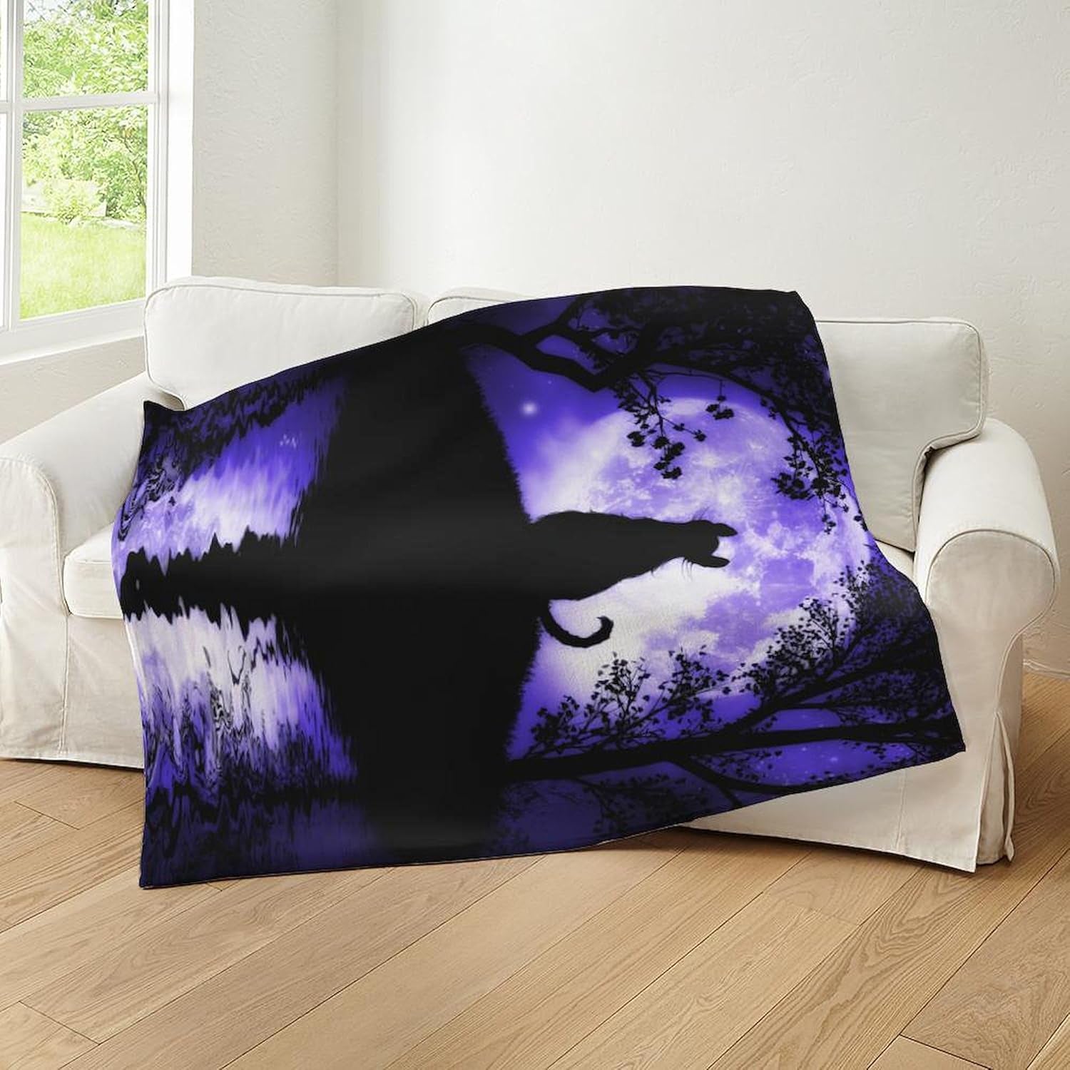 Rosalie'S Moon Cat Throw Blanket/Cover Super Soft Fleece Plush Throw Blanket, 60"X50"