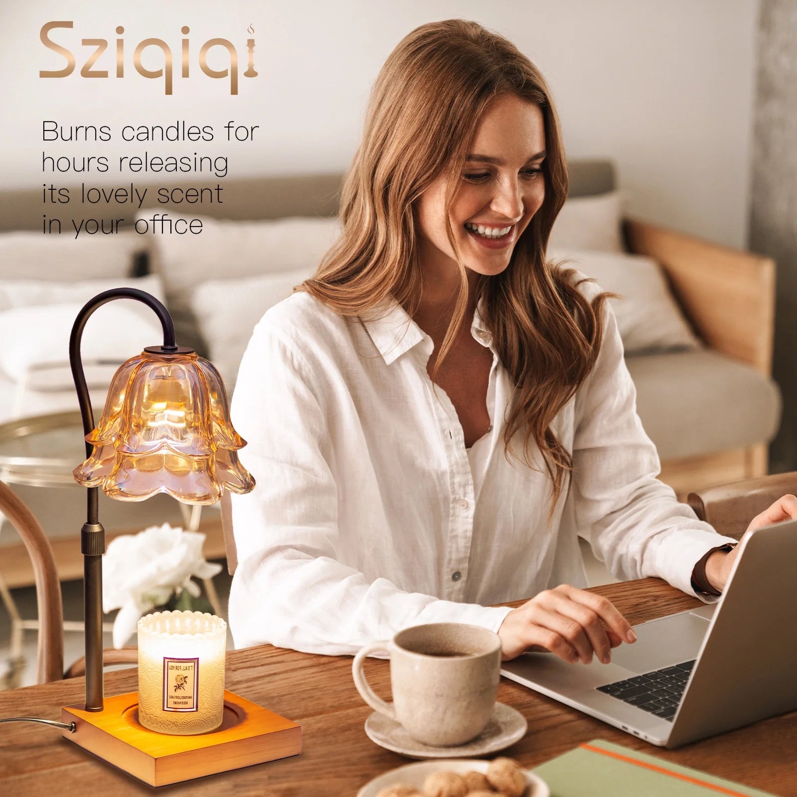 Candle Warmer Lamp with Timer: Flower Candle Lamps with 2 Bulbs Height Adjustable Candle Lamp Warmer Vintage Home Bedroom Decor House Warming Black