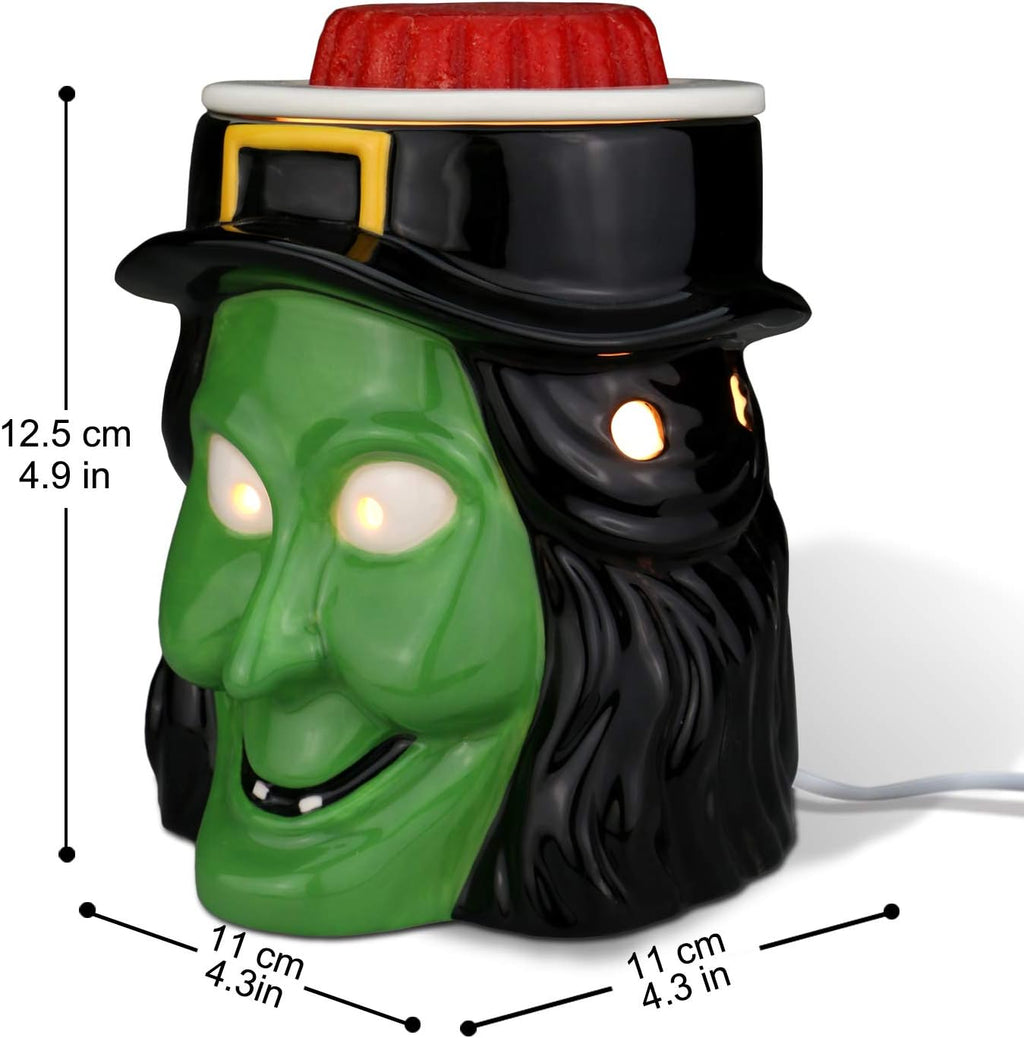 Goth Witchy Home Decor Ceramic Fragrance Warmer Wax Melter for Candle Scented Wax No Flame No Smoke No Soot Packaged Together with Two Bulbs -Wicked Witch