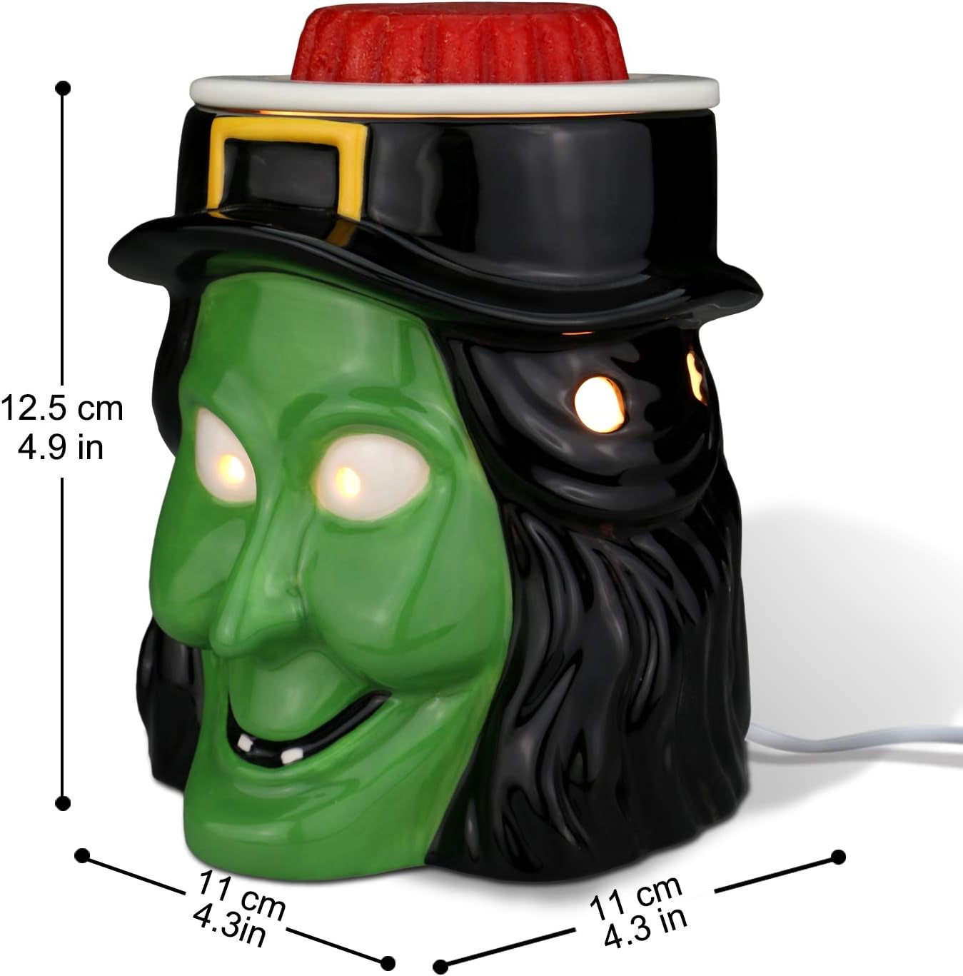 Goth Witchy Home Decor Ceramic Fragrance Warmer Wax Melter for Candle Scented Wax No Flame No Smoke No Soot Packaged Together with Two Bulbs -Wicked Witch