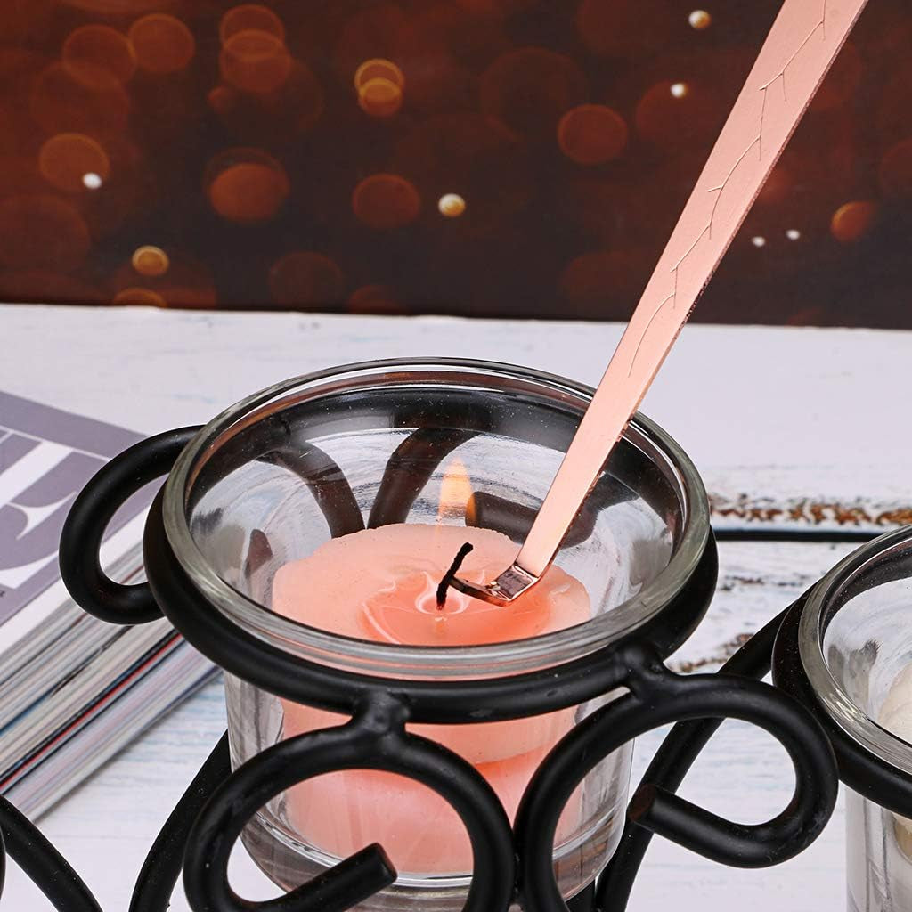 3 in 1 Candle Accessory Set - Wick Trimmer, Dipper, Snuffer, Care Tools Gift for Candle Lovers (Rose Gold)