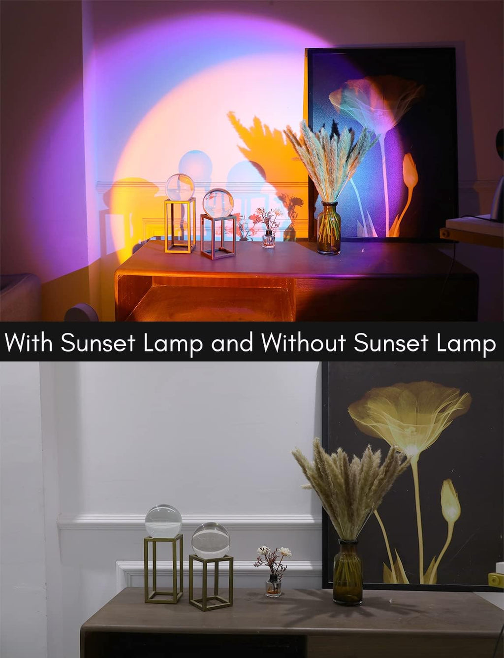 Sunset Lamp Rainbow Projector 10W Aura Rainbow Night Light Romantic Visual Aesthetic Room Decor for Photo Vlog Background Bedroom Living Room Home Indoor Party