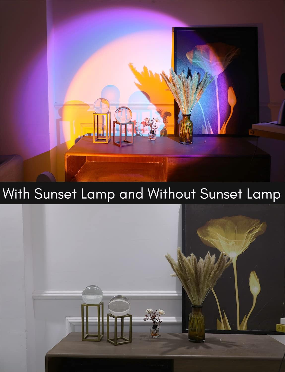 Sunset Lamp Rainbow Projector 10W Aura Rainbow Night Light Romantic Visual Aesthetic Room Decor for Photo Vlog Background Bedroom Living Room Home Indoor Party