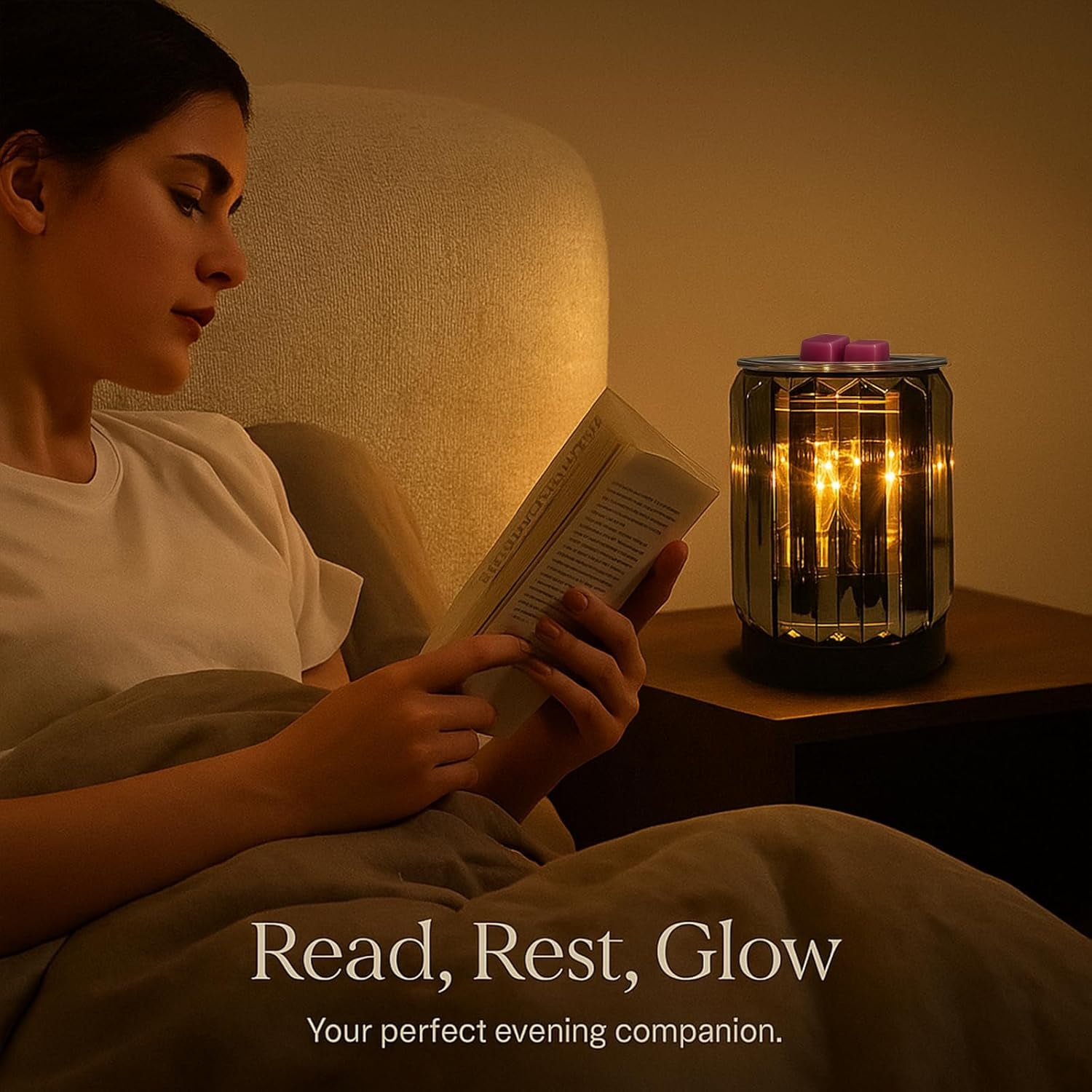 Wax Melting Heater Electric Burning Burner Electric Essential Oil Warmer Incense Wax Melt Warmer Night Light Aroma Decorative Lamp for Gifts & Decor(Ironwork Crystal)