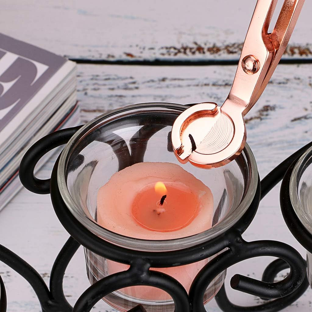 3 in 1 Candle Accessory Set - Wick Trimmer, Dipper, Snuffer, Care Tools Gift for Candle Lovers (Rose Gold)