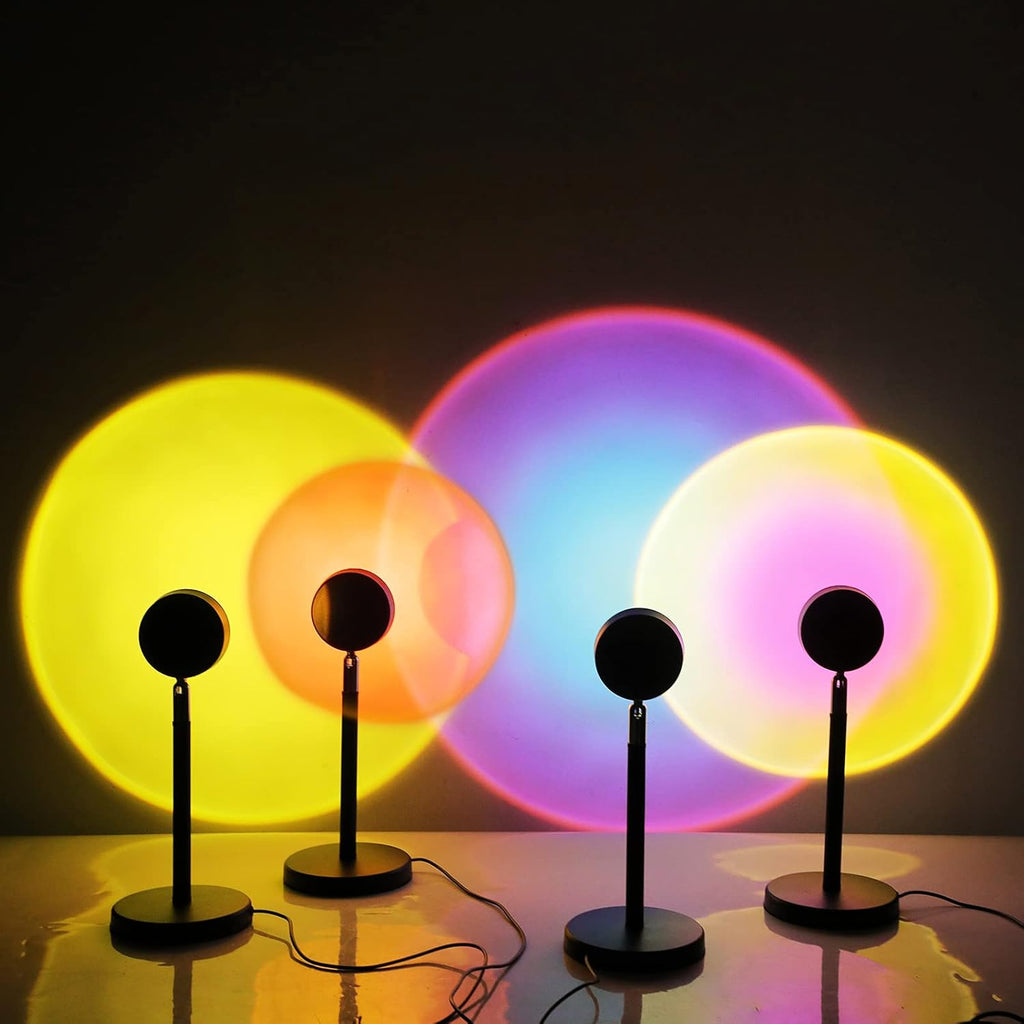 Sunset Lamp Night Light Projector Led Lamp, Romantic Visual Mood Lighting Lamp,For Selfie Party Vlog Background Bedroom Restaurant Decor Live Stream Photography（Rainbow）