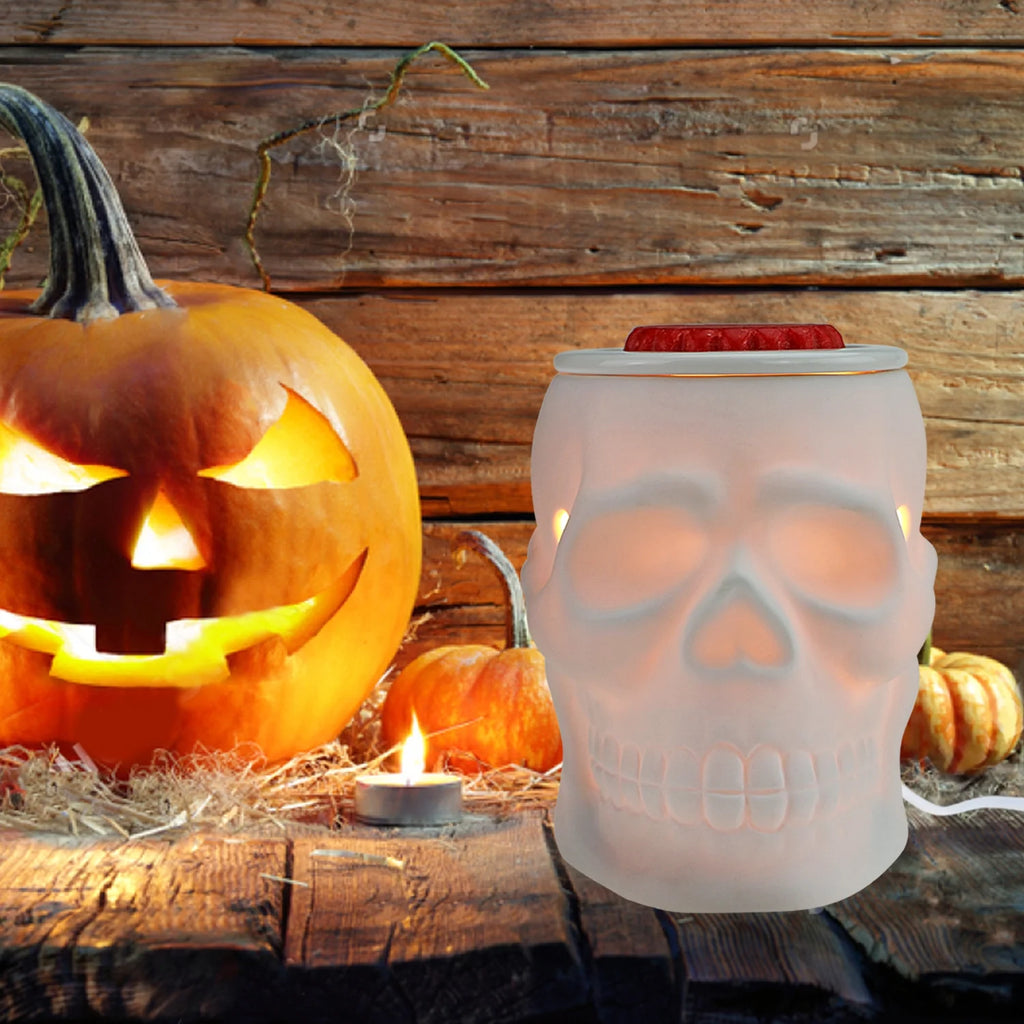 Electric Wax Warmer Ceramic Wax Candle Melter for Home Decor, Resurgent Skull, White