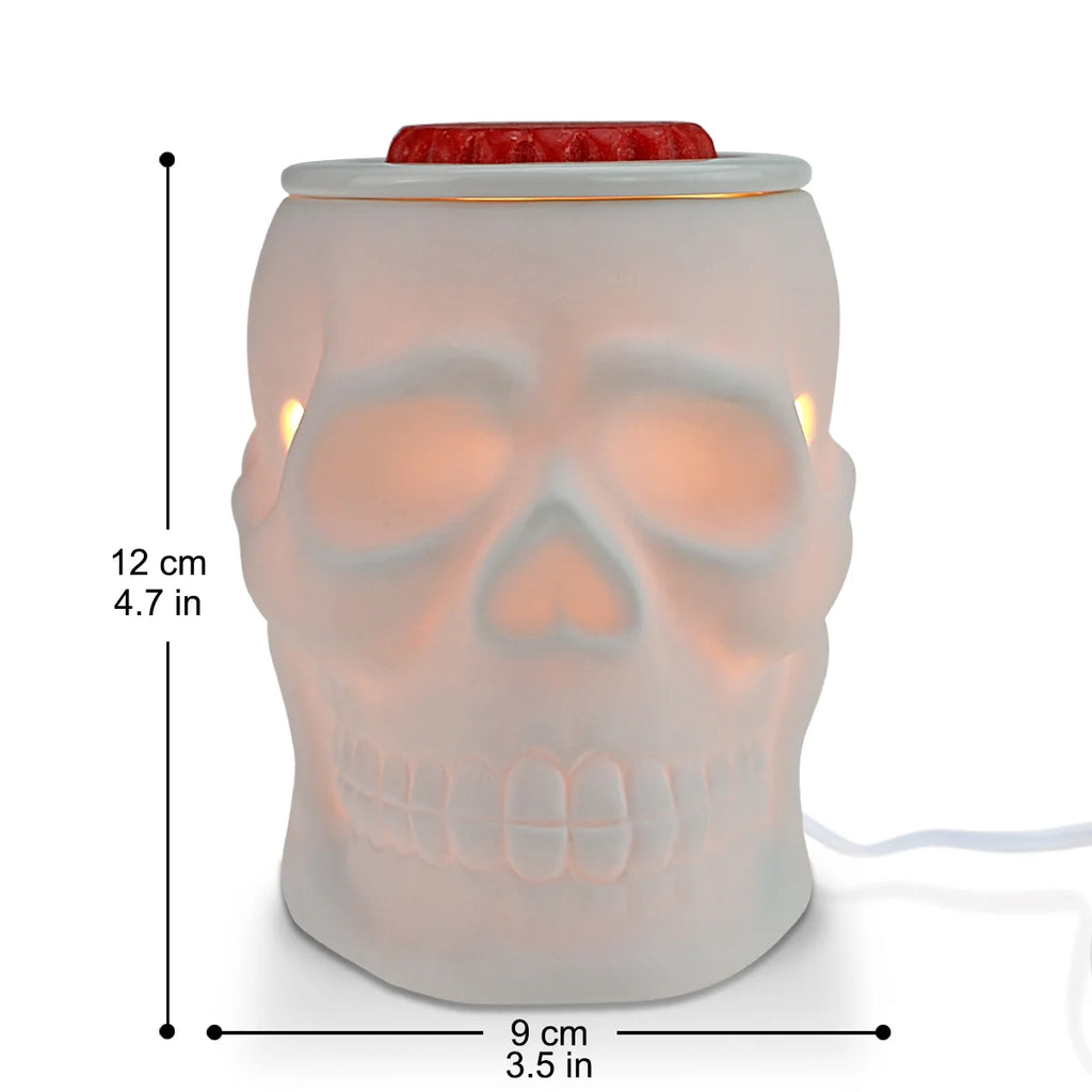 Electric Wax Warmer Ceramic Wax Candle Melter for Home Decor, Resurgent Skull, White