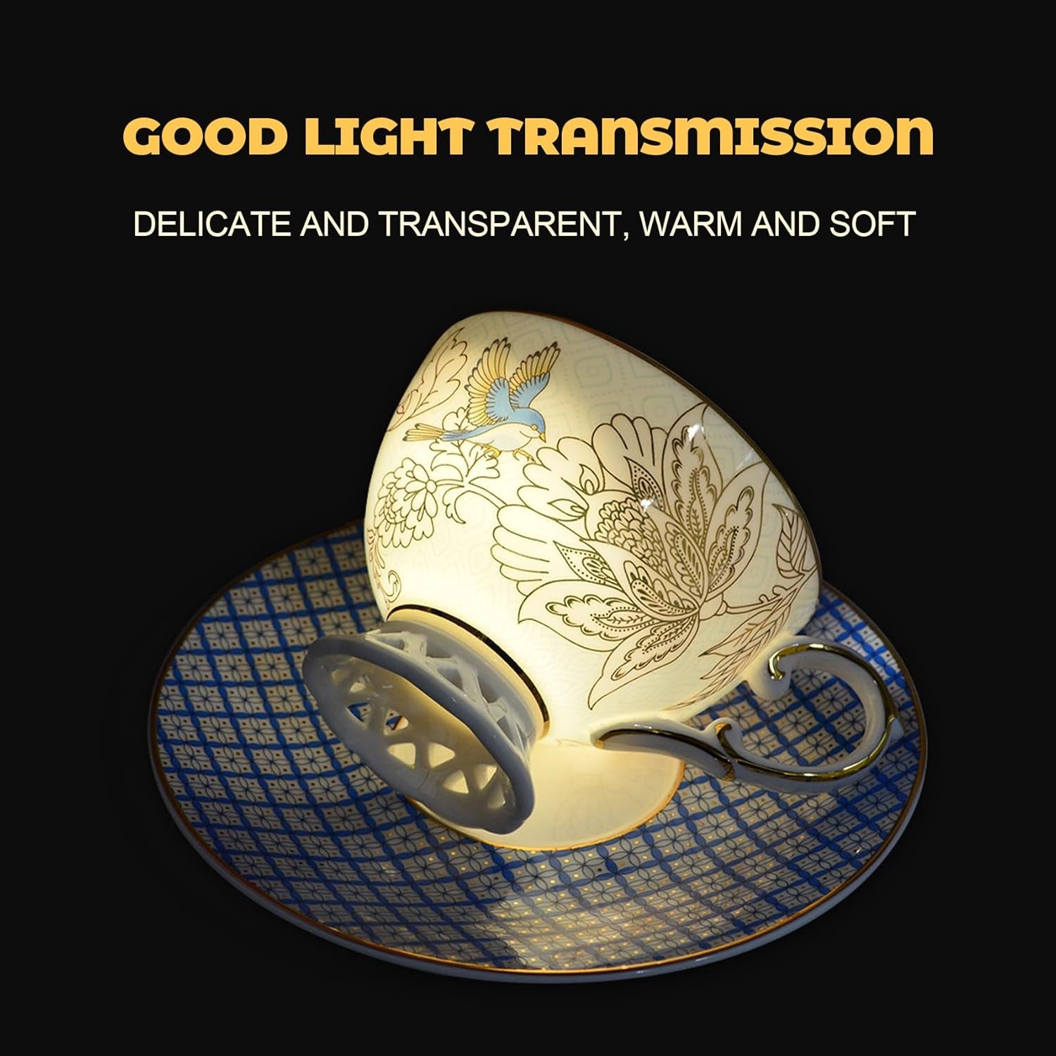 Bone China Vintage Floral Tea Cup with Saucer