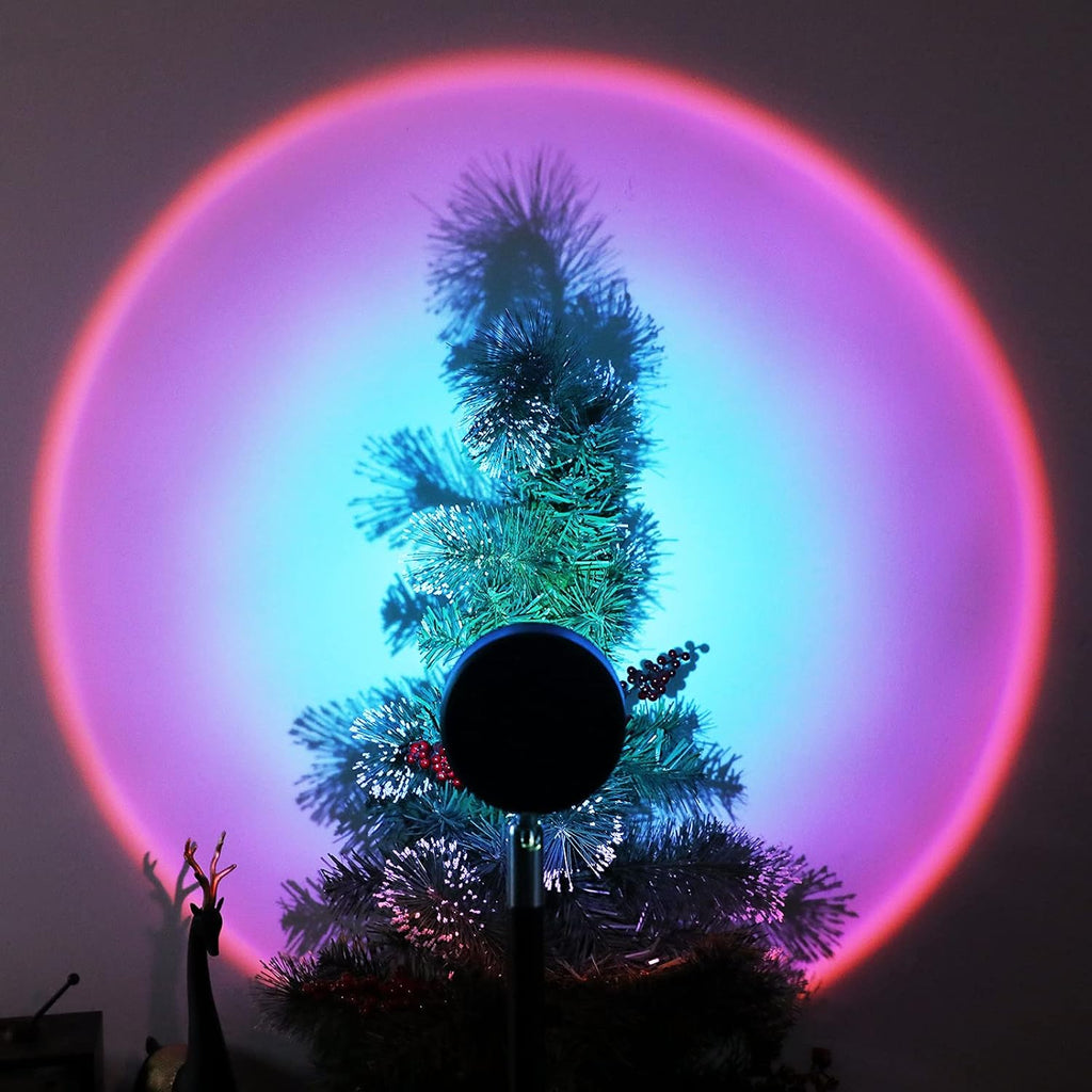 Sunset Lamp Night Light Projector Led Lamp, Romantic Visual Mood Lighting Lamp,For Selfie Party Vlog Background Bedroom Restaurant Decor Live Stream Photography（Rainbow）