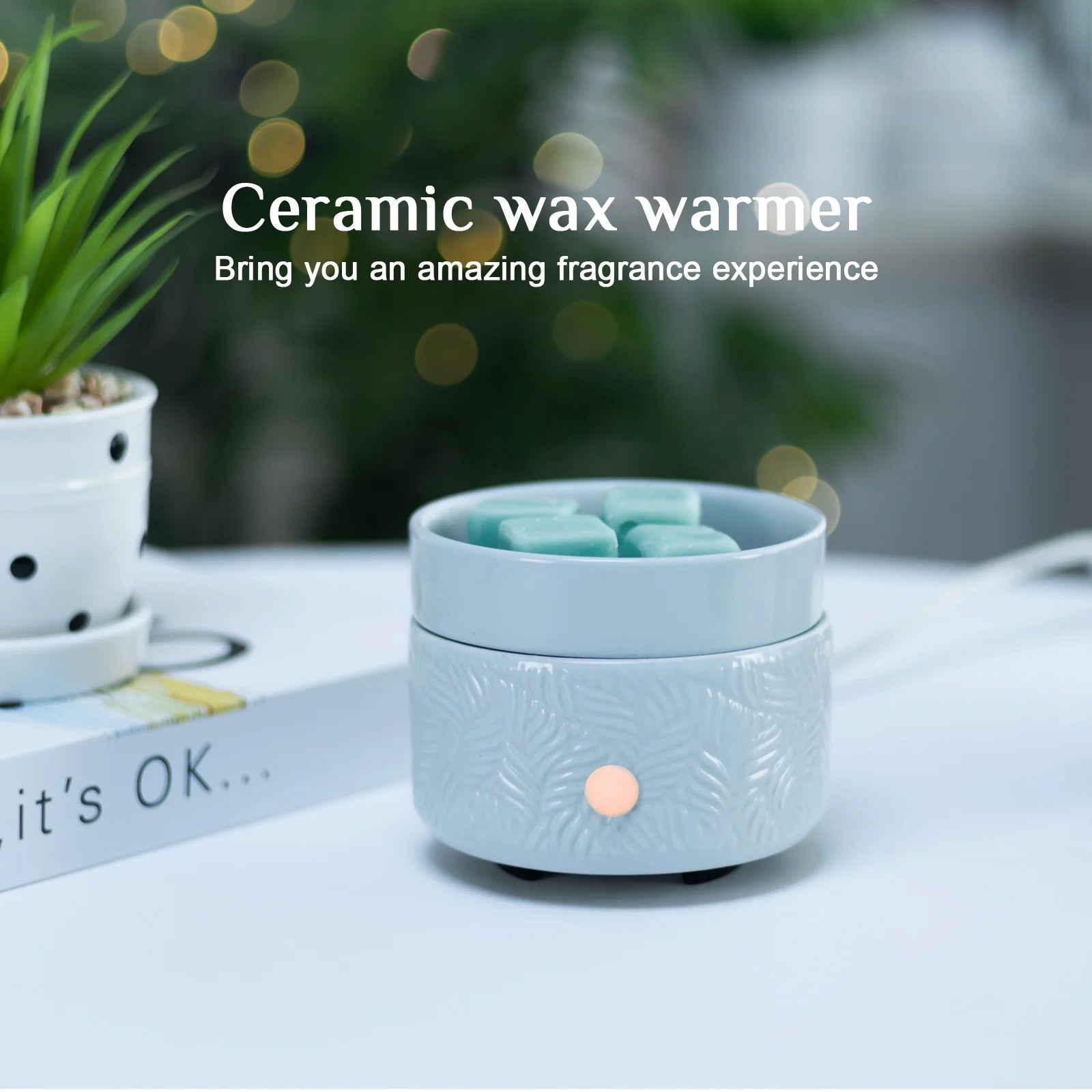 Ceramic Wax Melts Warmer 3-In-1 Electric Candle Wax Burner Fragrance Candle Melt Scented Wax Warmer Burner Gifts for Home Office Perfect Decor and Gift