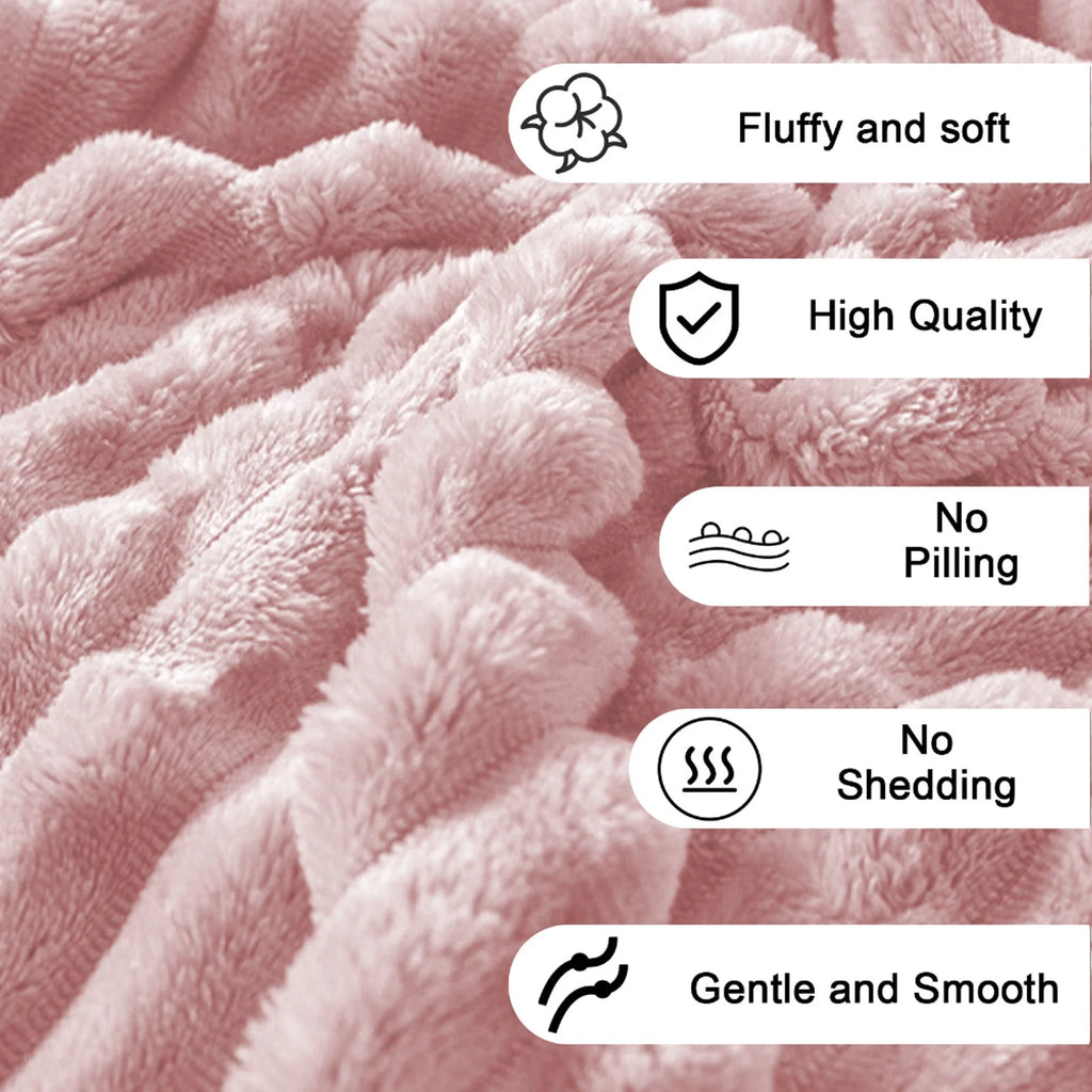 Fleece Throw Blanket, Extra Soft Lightweight Blanket with Strip, Plush Fuzzy Cozy Blankets and Throws for Couch, Bed, Sofa Cozy, Warm and Breathable