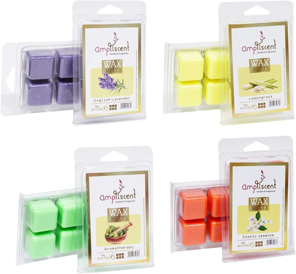 Scented Wax Melts -Wax Cubes Warmer|Candle Wax Air Fresheners|Scented Natural Soy Wax Melt Cubes Aromatherapy, Exotic Jasmine, Lemongrass and English Lavender - Set of 4 (2.5 Oz) Assorted