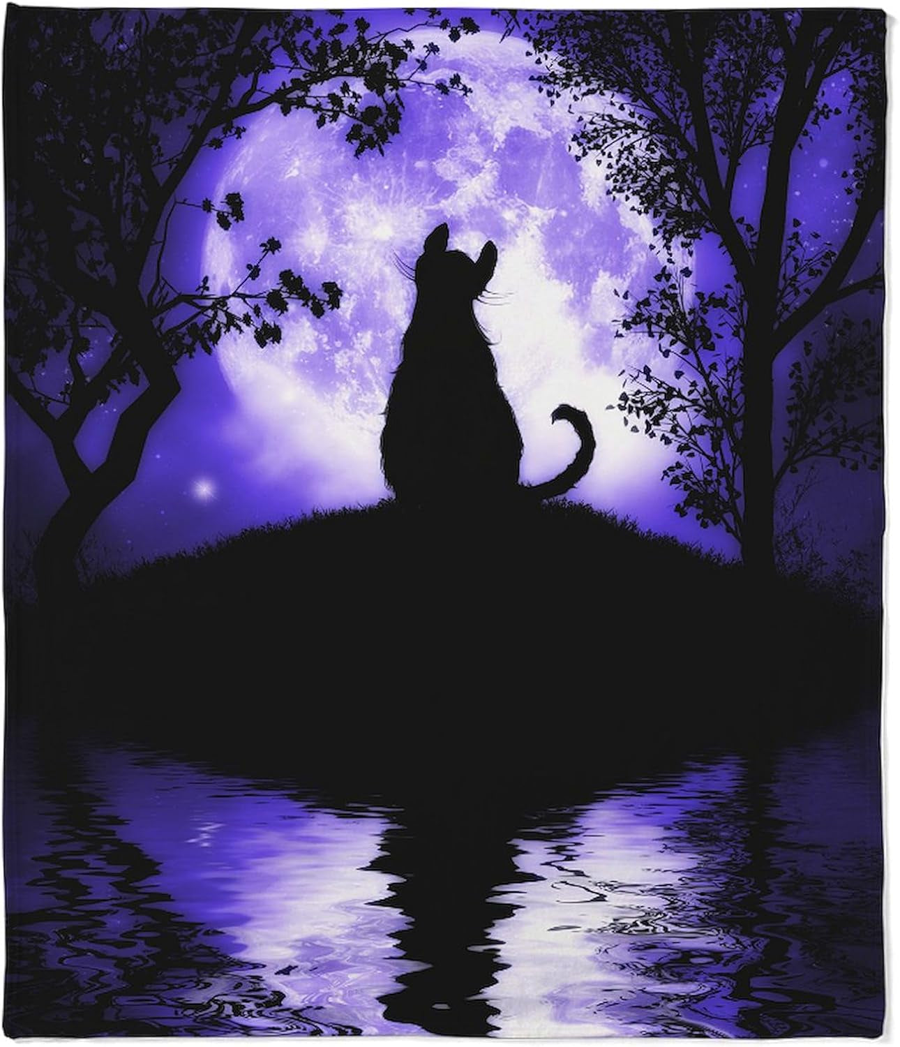 Rosalie'S Moon Cat Throw Blanket/Cover Super Soft Fleece Plush Throw Blanket, 60"X50"