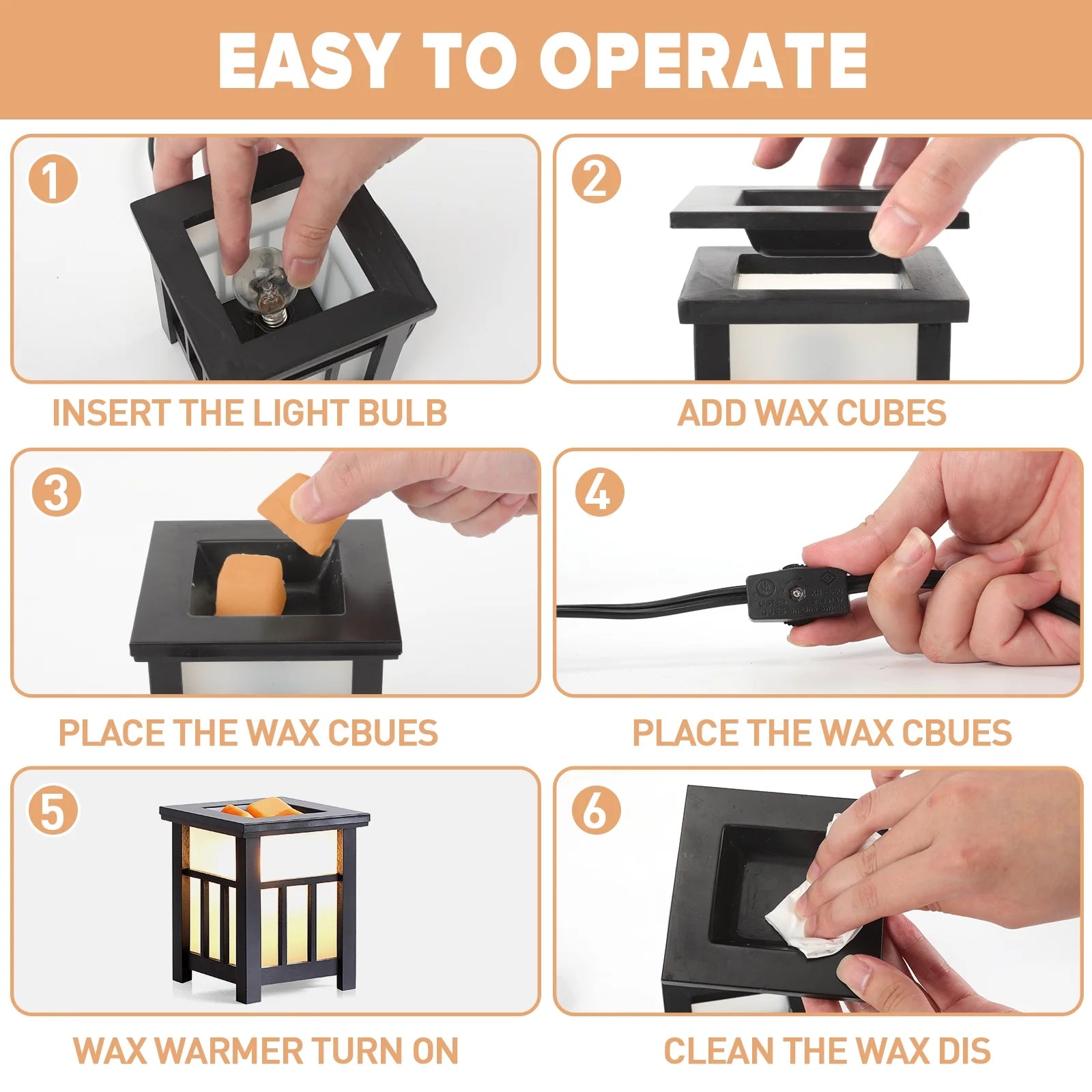 Wax Warmer for Scented Wood Electric Wax Melt Warmer Wax Burner Night Light