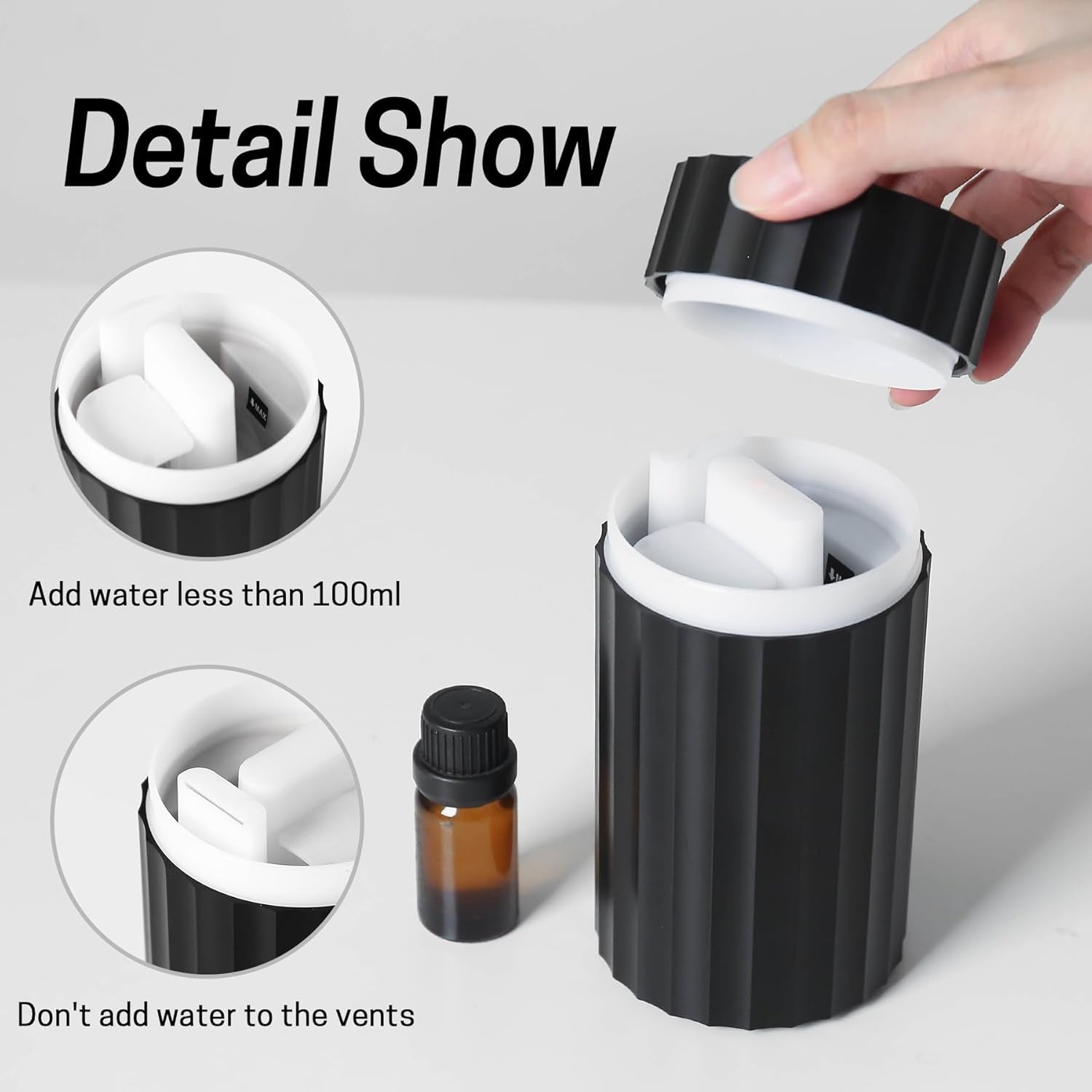 Car Diffuser, Black Car Humidifier,Flame Diffuser for Essential Oils - Mini Portable Humidifier Cool Mist,100Ml Colorful Air Aroma Diffuser,Aromatherapy Diffuser for Home Office