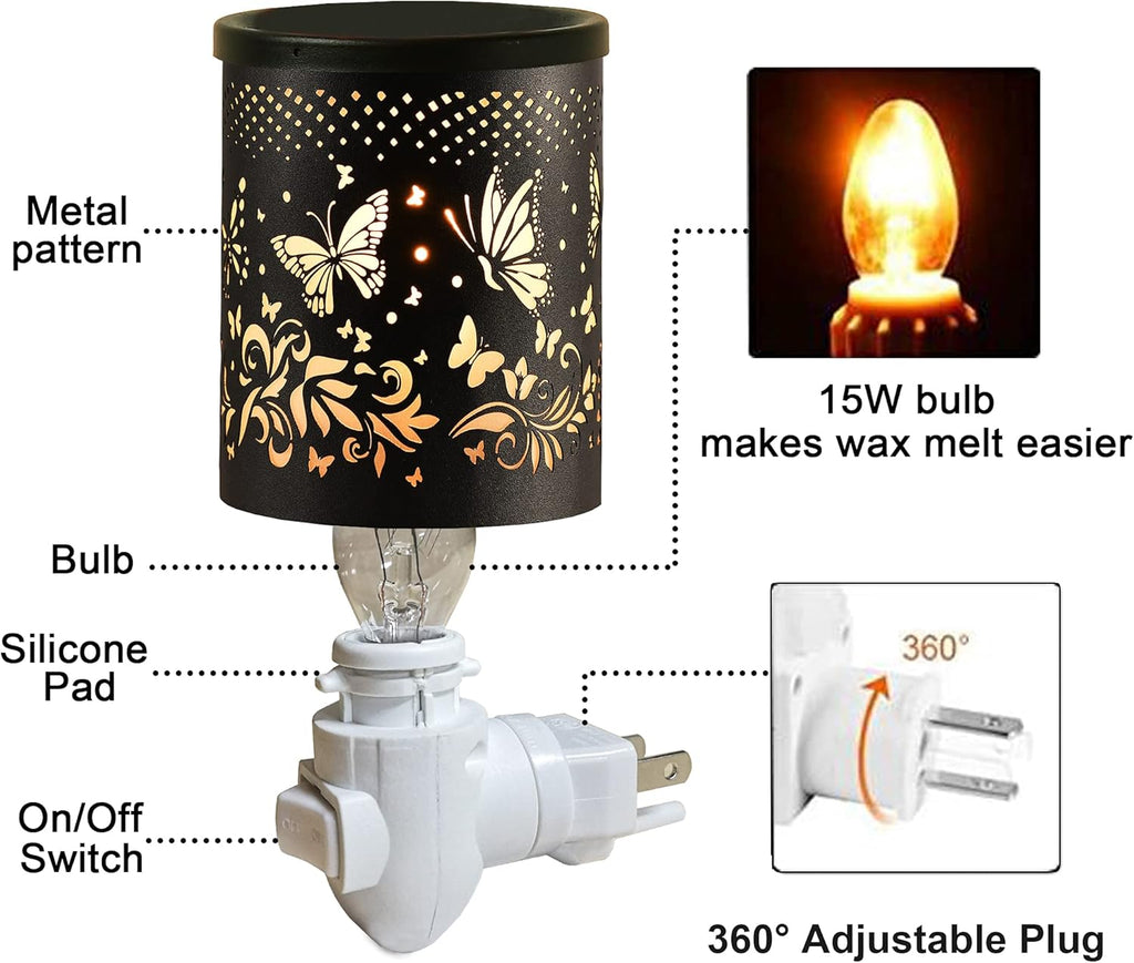 Plug in Wax Warmer，Candle Wax Warmer for Scented Wax Melt Warmer，Electric Wax Burner as Gifts for Mom Grandma Women (Butterfly)…