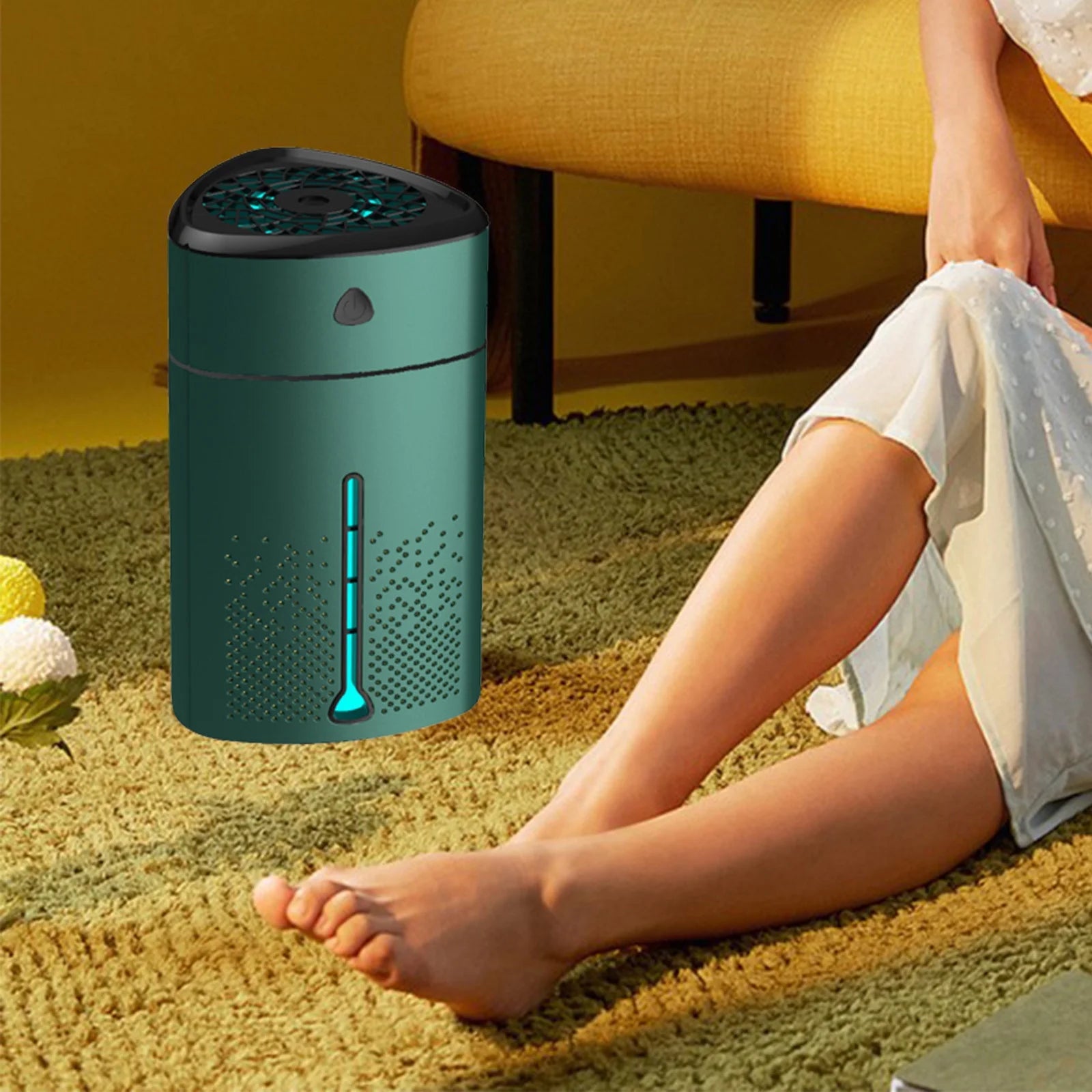 1L Cool Mist Humidifier for Bedroom Large Room Living Room Large Capacity Humidifier with Sterilize and Essential Oil Diffuser Aroma Oil Diffuser White Green