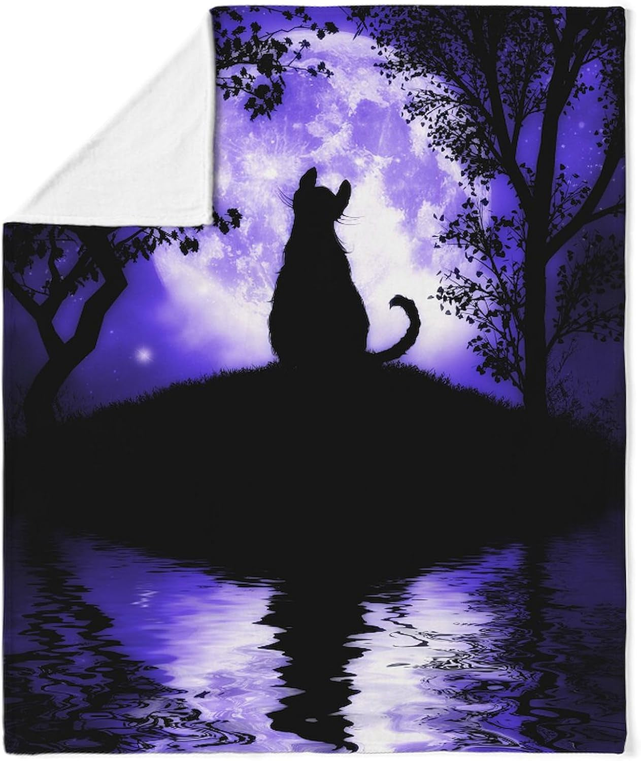 Rosalie'S Moon Cat Throw Blanket/Cover Super Soft Fleece Plush Throw Blanket, 60"X50"