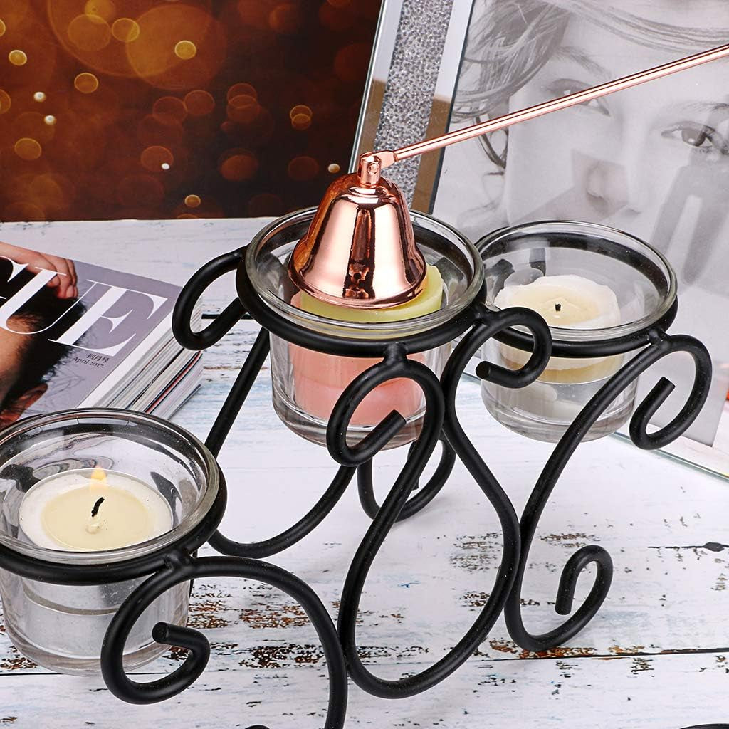 3 in 1 Candle Accessory Set - Wick Trimmer, Dipper, Snuffer, Care Tools Gift for Candle Lovers (Rose Gold)