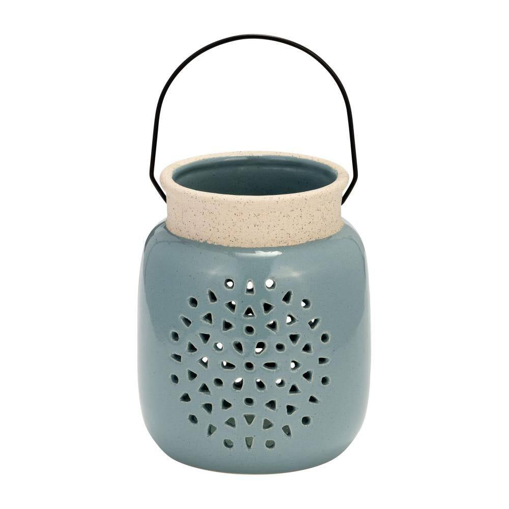 Stoneware Lantern – Blue Smoke
