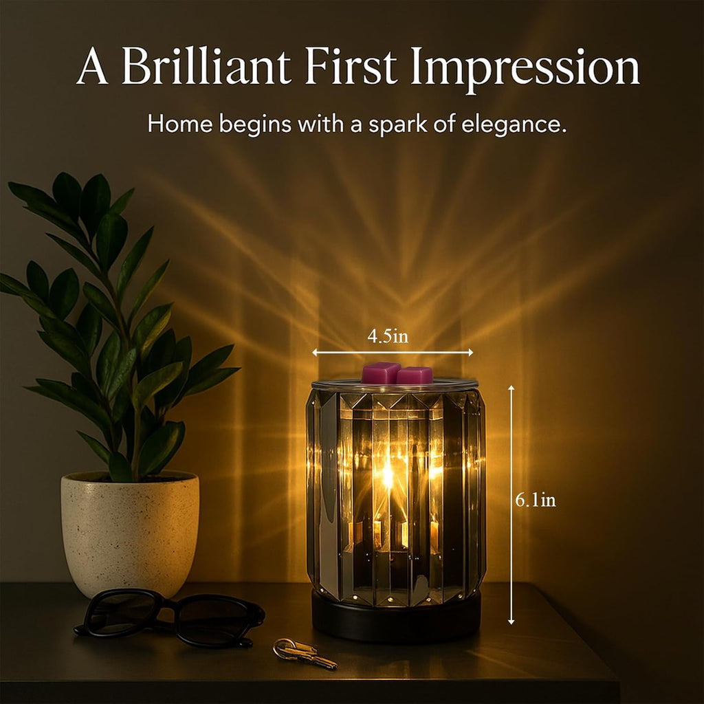 Wax Melting Heater Electric Burning Burner Electric Essential Oil Warmer Incense Wax Melt Warmer Night Light Aroma Decorative Lamp for Gifts & Decor(Ironwork Crystal)