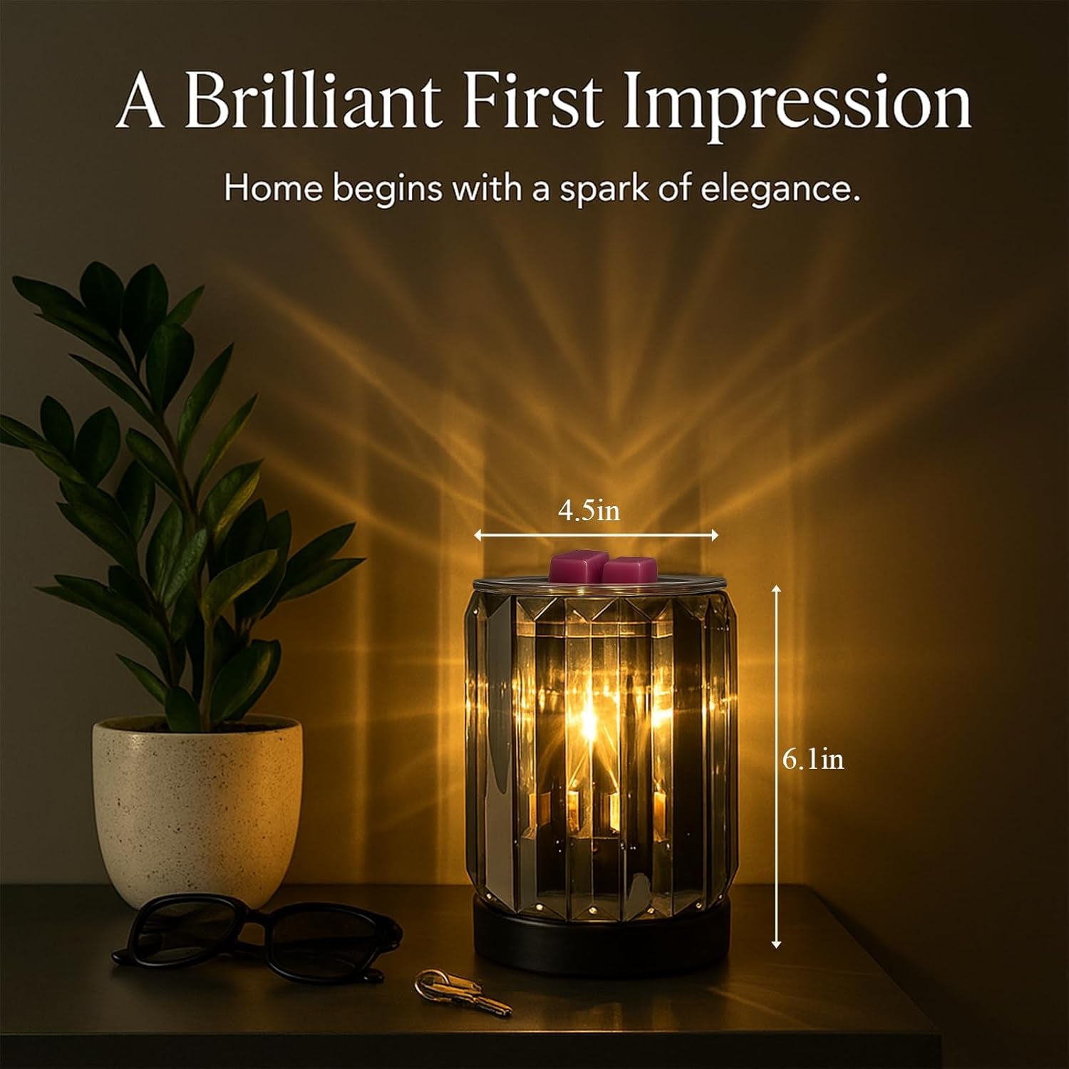 Wax Melting Heater Electric Burning Burner Electric Essential Oil Warmer Incense Wax Melt Warmer Night Light Aroma Decorative Lamp for Gifts & Decor(Ironwork Crystal)