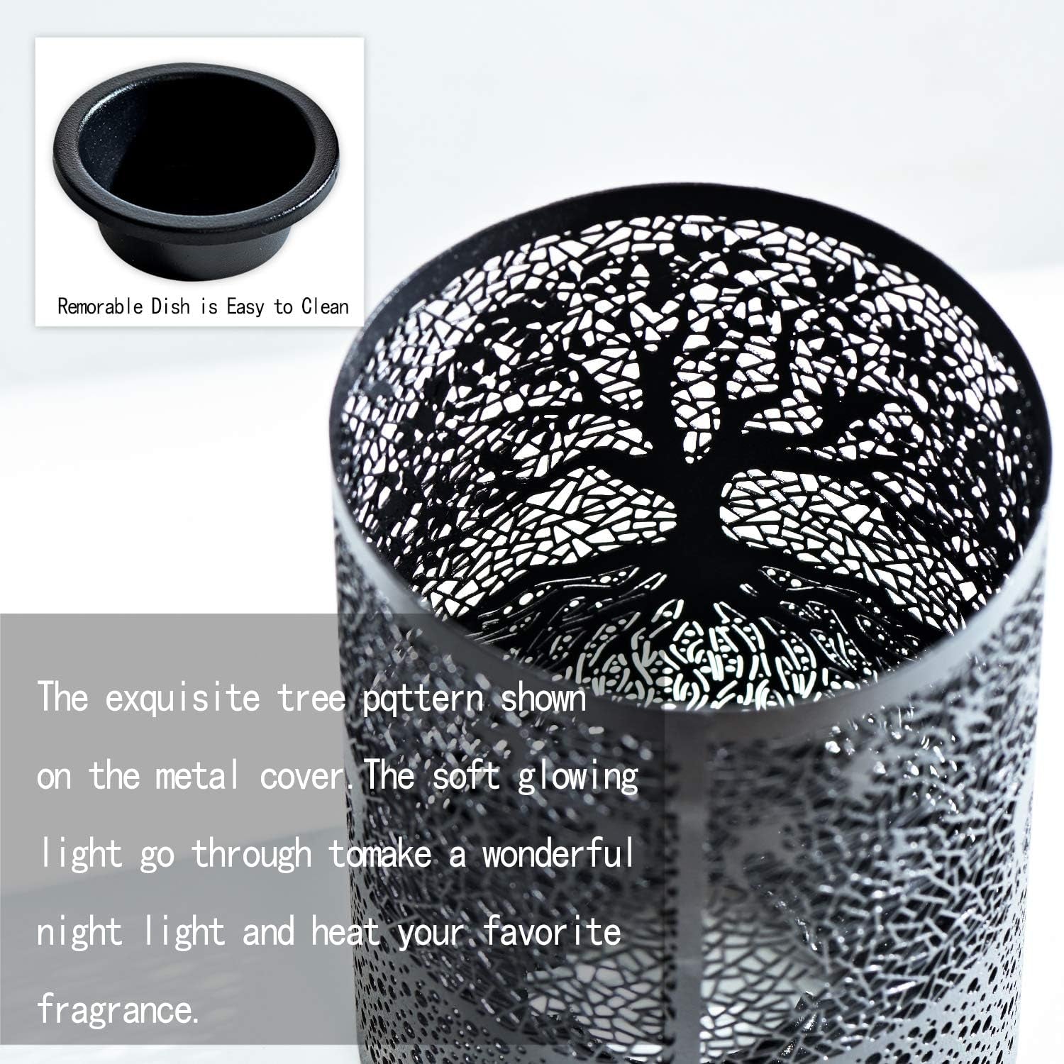 Metal Plug-In Wax Warmer with 1 Pics Silicone Liner, Electric Wax Burner Melter Fragrance Warmer Night Lamp,For Home Bedroom Kitchen Garage Gifts Décor Aromatherapy Spa (Banyan)