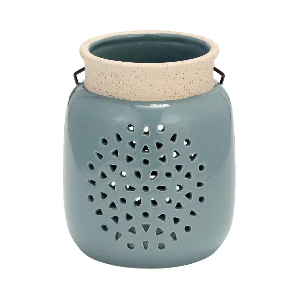 Stoneware Lantern – Blue Smoke