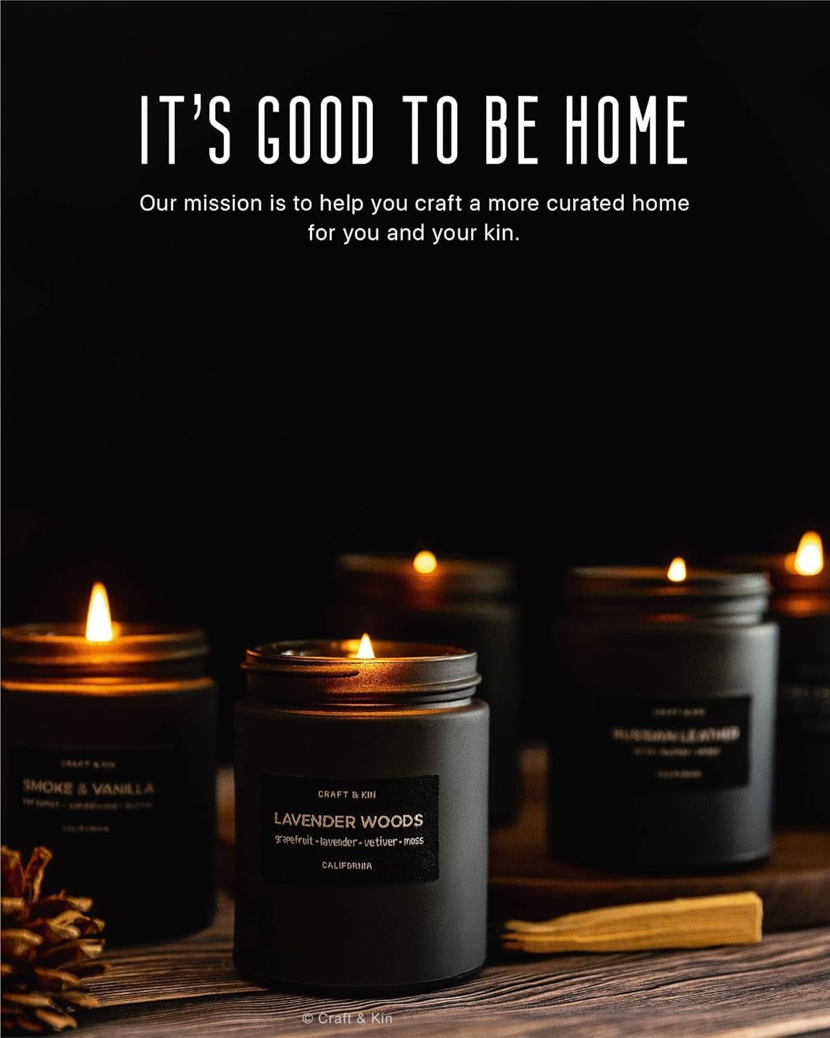 Premium Pine & Clove Candle | Black Fall Scented Candles for Home | Long Lasting with 45 Hour Burn Time, 7.6Oz | Made with Fall Soy Candles | Aromatherapy at Home | Gifts for Men
